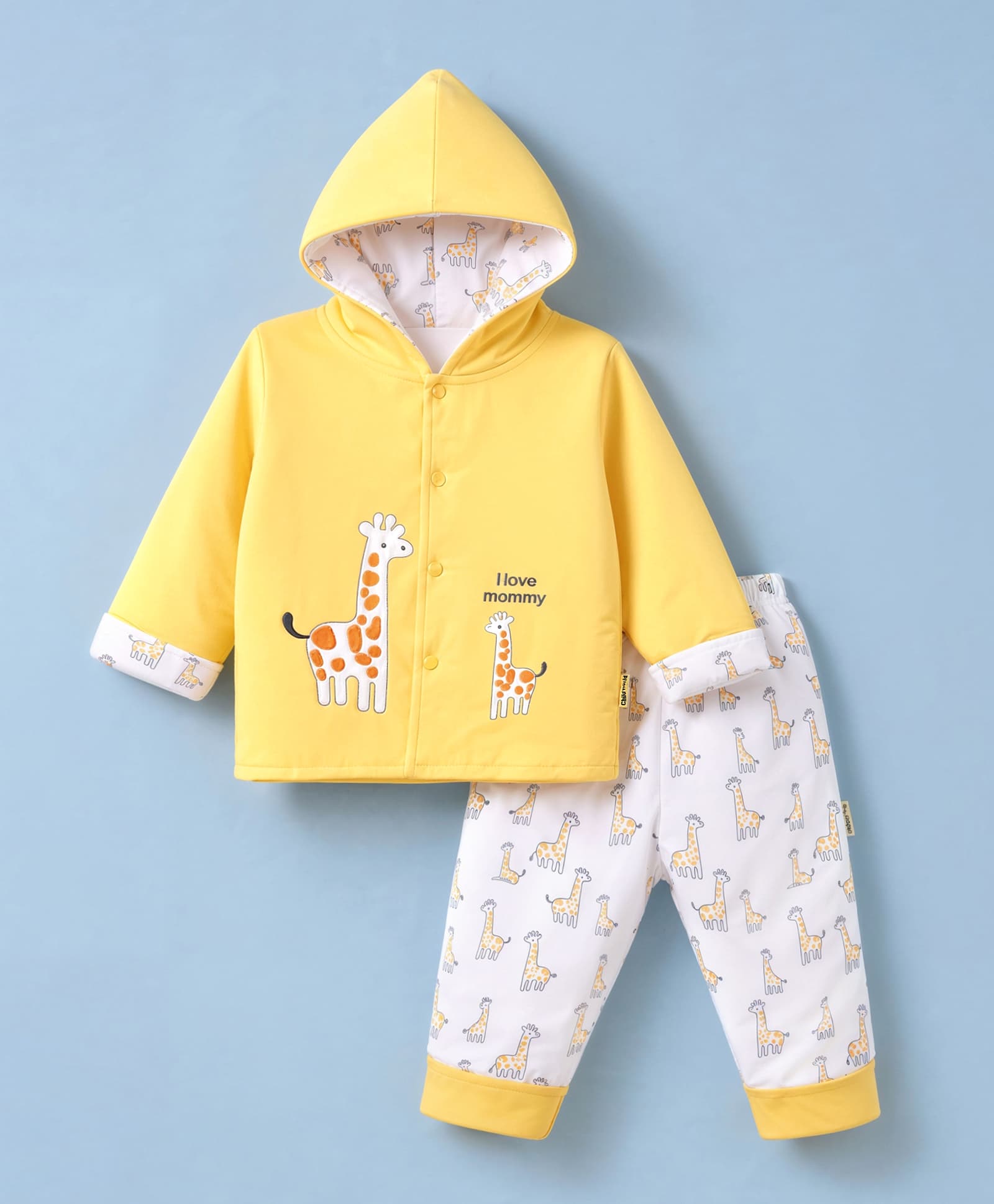 Child World Knit Full Sleeves Hooded Winter Wear Suit With Animal Print - Yellow-picture-49