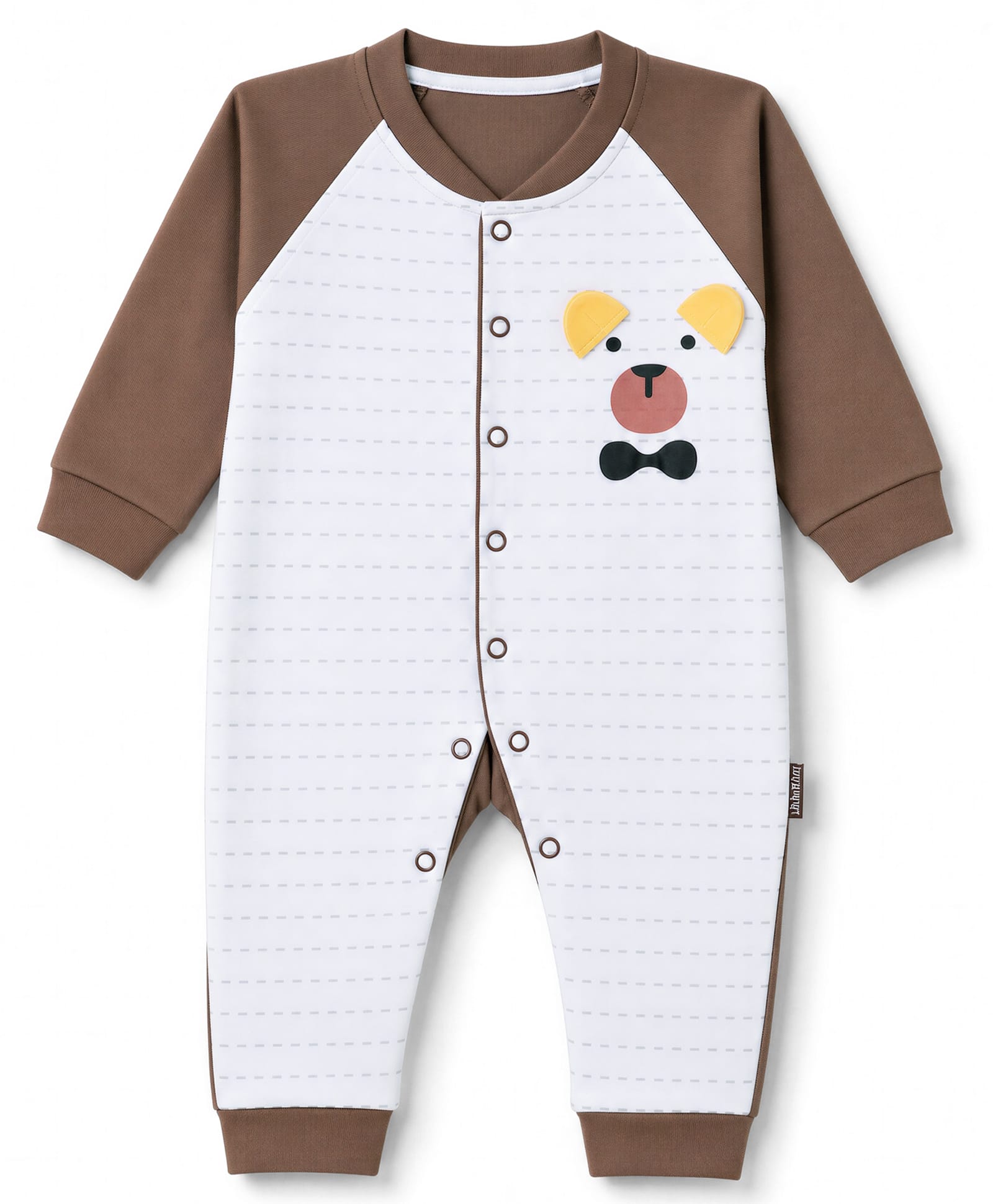 Child World Interlock Knit Full Sleeves Romper With Teddy Bear Print - Brown-image-31