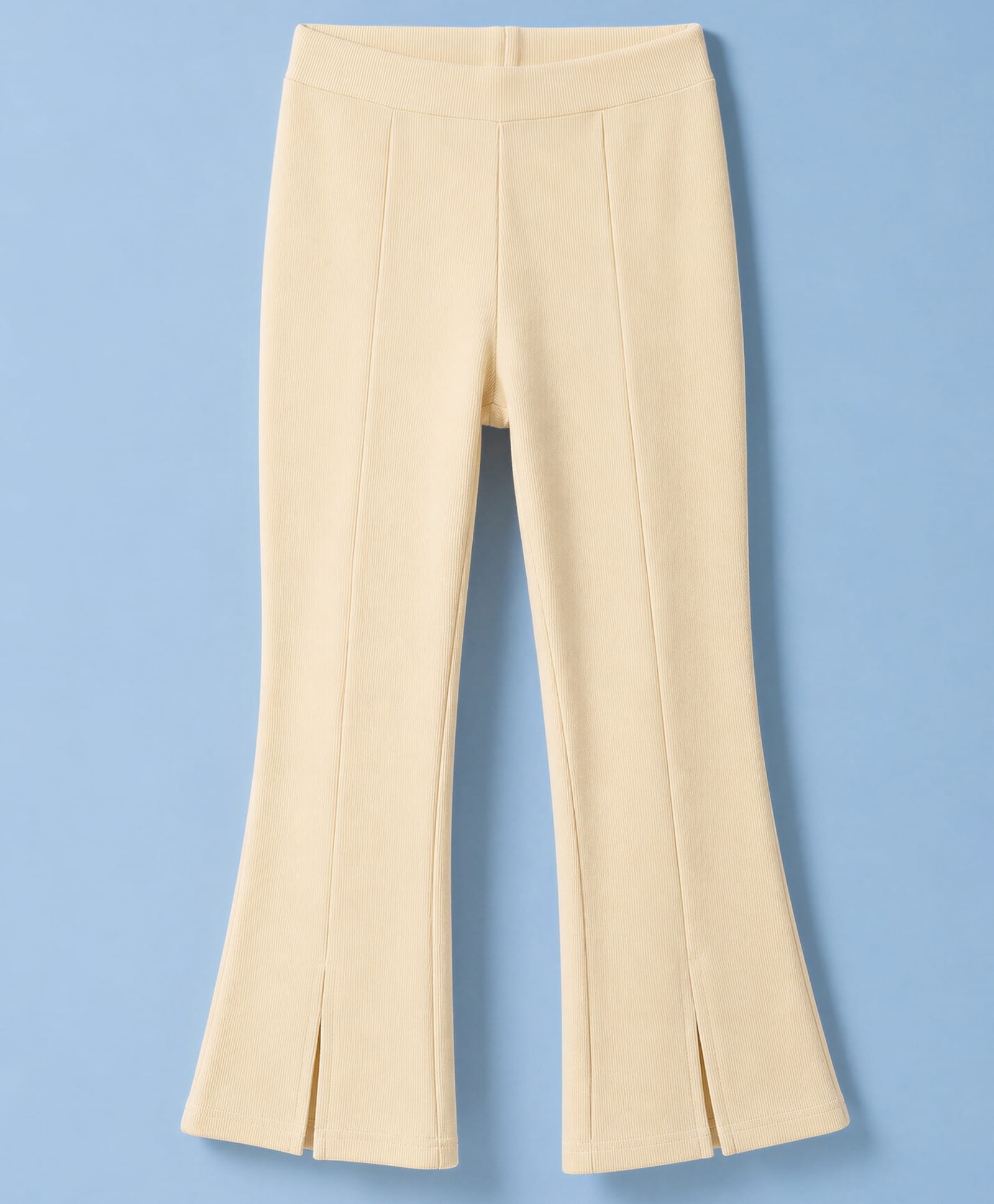 Pine Kids Cotton Lycra Knit Full Length Flared Leggings With Stretch - Off White-image-35