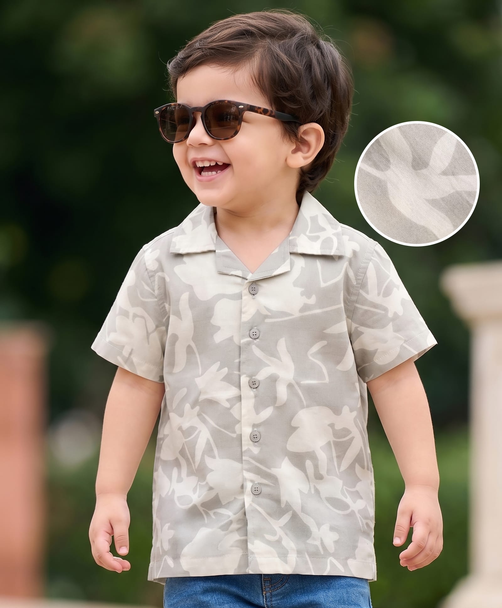 Kookie Kids India Cotton Woven Printed Shirt Half Sleeves Grey 12-18 Months-picture-37
