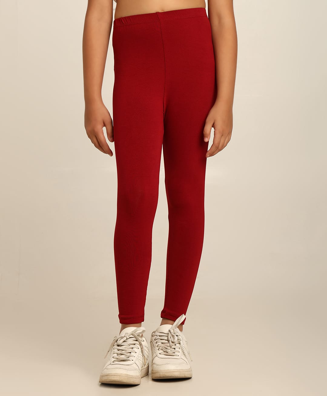 Robinbosky Cotton Elastane Knit Solid Leggings - Maroon-picture-14