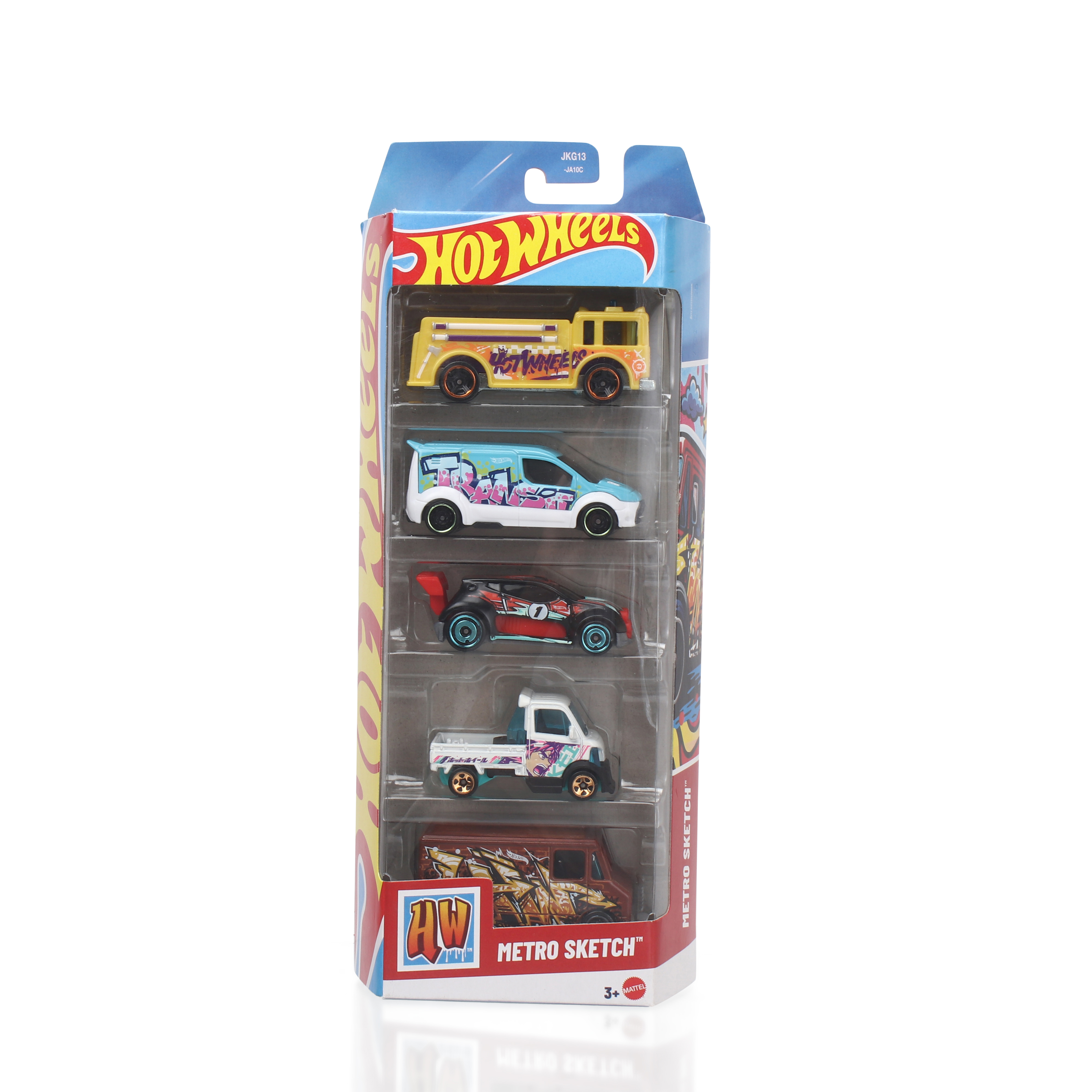 Hot Wheels Diecast Toy Car Metro Sketch Free Wheel Model with Smooth Rolling Wheels Pack of 5 - (Colours & Designs May Vary)-image-34