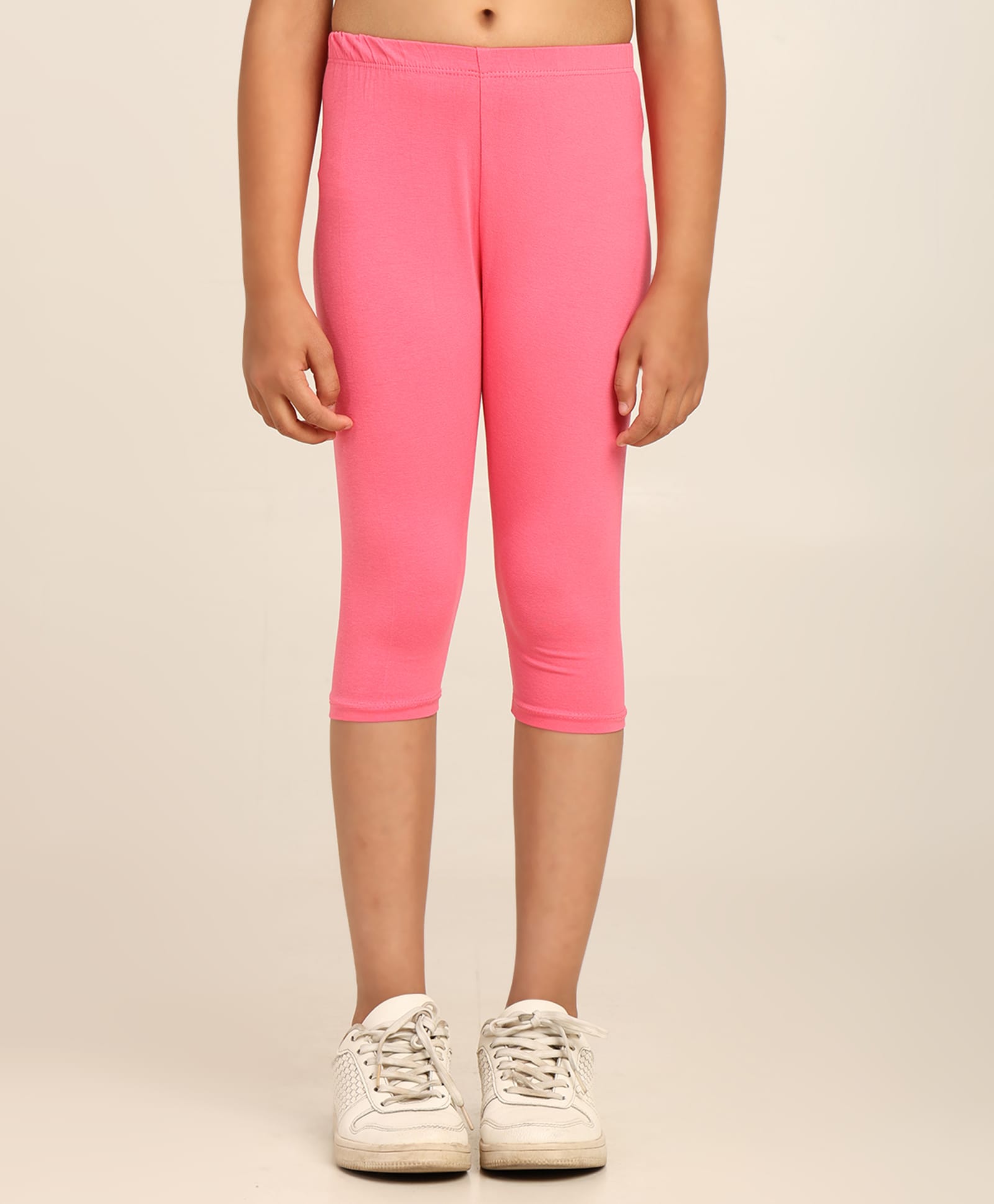 Robinbosky Cotton Elastane Knit Solid Capri Leggings - Baby Pink-picture-40