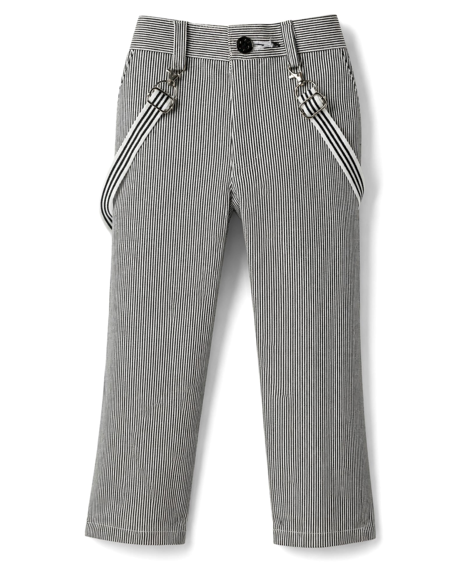 Rikidoos Cotton Woven Full Length Striped Pant With Suspender - Black-picture-41