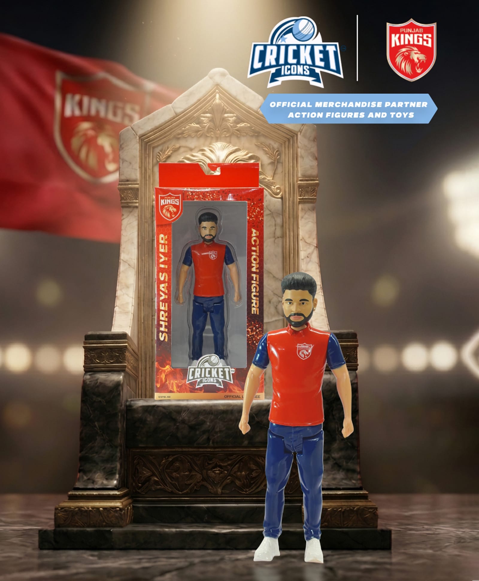 Cricket Icons Punjab Kings Action Figure single pack Shreyas Iyer-image-7