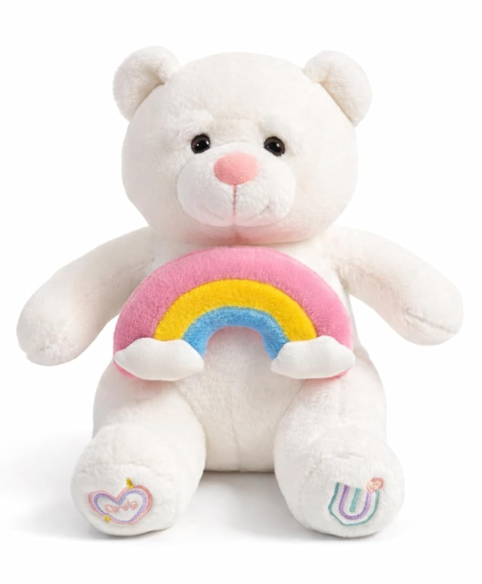 ELITE CREATIONS 40 CM Rainbow Teddy Bear Plush Toy for Kids Large Stuffed Animal Ultra Soft Huggable Cute White Bear Soft Toy with Rainbow for Boys and Girls-picture-15