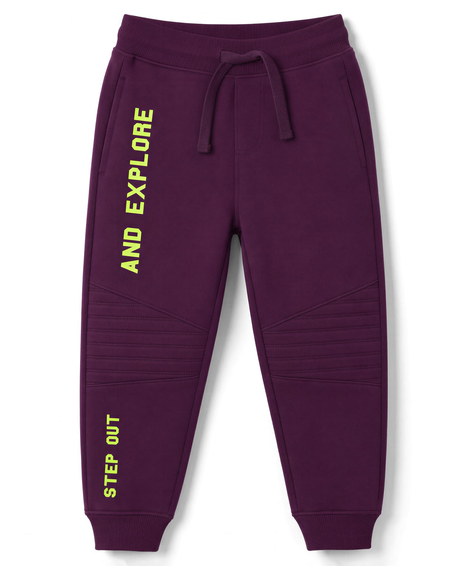 Pine Kids Cotton Knit Full Length Lounge & Track Pant With Text Print - Plum-picture-20