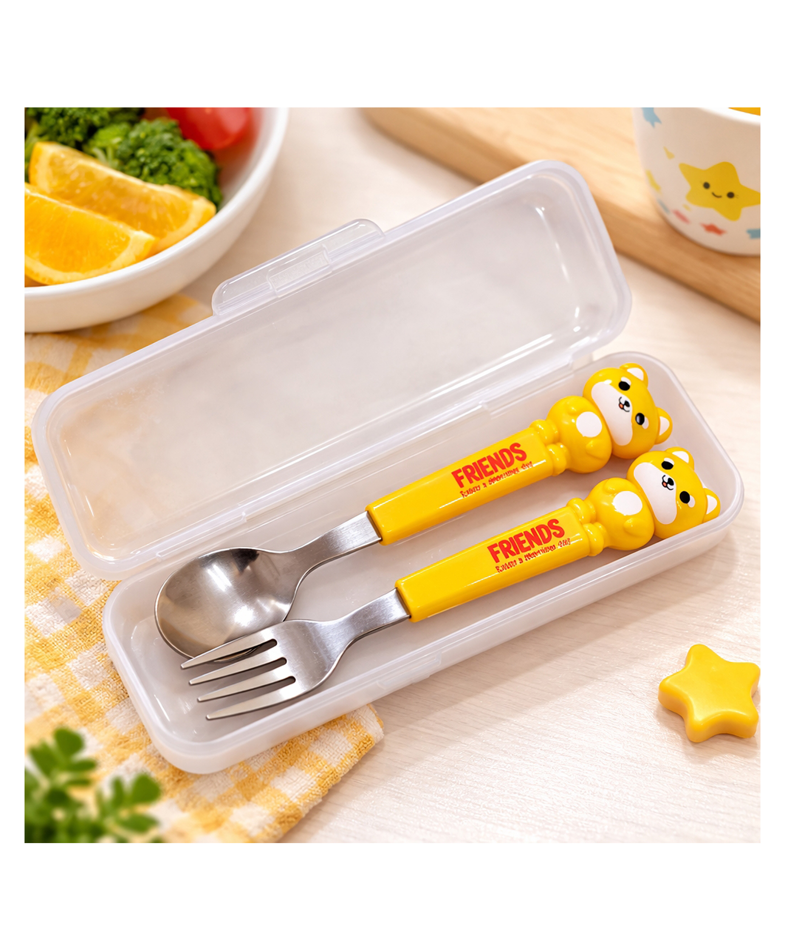 Asera Kids Spoon and Fork Set with Case, Stainless Steel Toddler Cutlery Set, Cute Cartoon Animal Handle Utensils for Kids Lunch Box, Portable Travel Spoon Fork Set for School, Picnic (Cute Animal)-picture-46