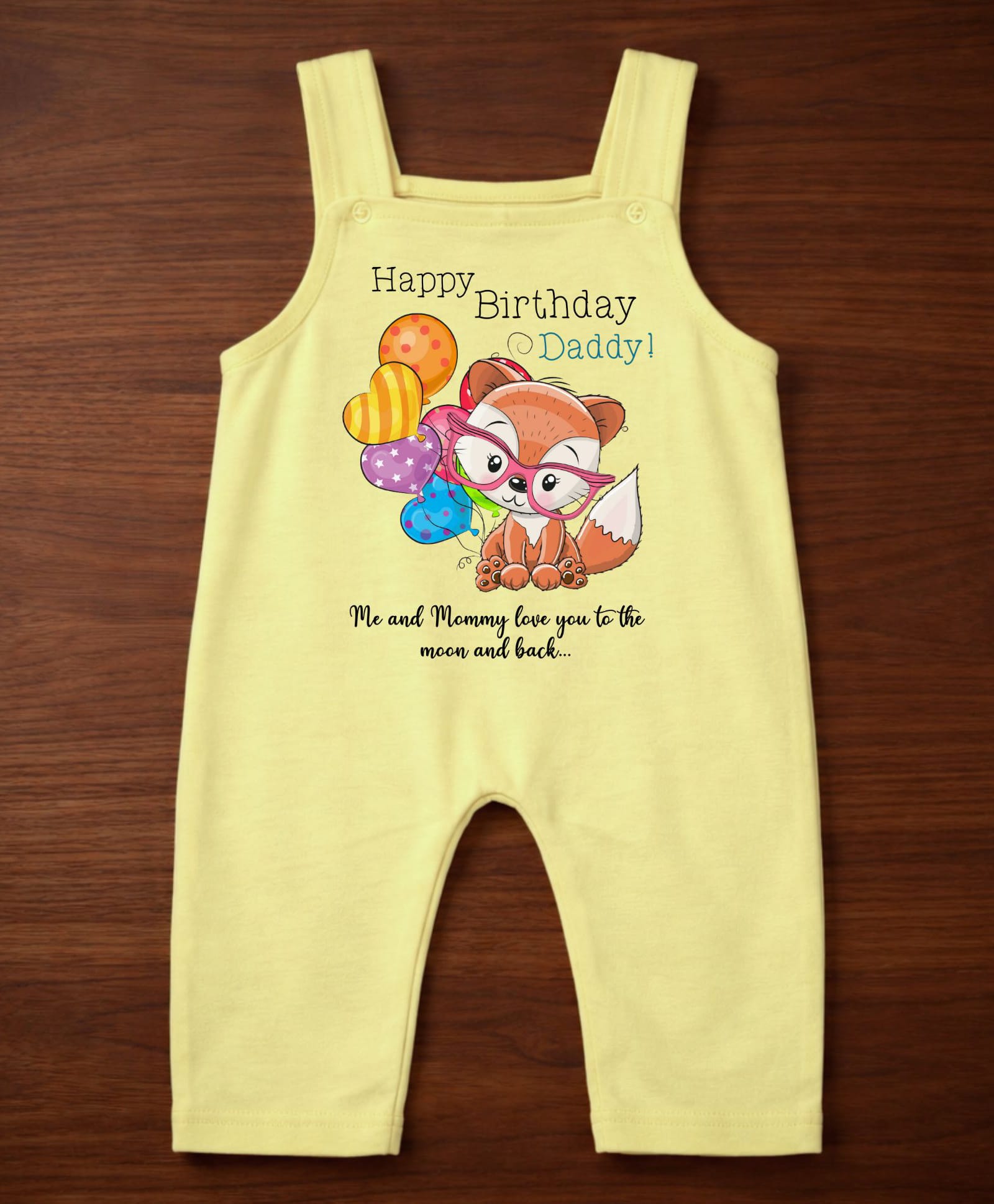 KNITROOT Cotton Knit Birthday Theme Sleeveless Happy Birthday Daddy Text Printed Dungaree - Yellow-picture-24