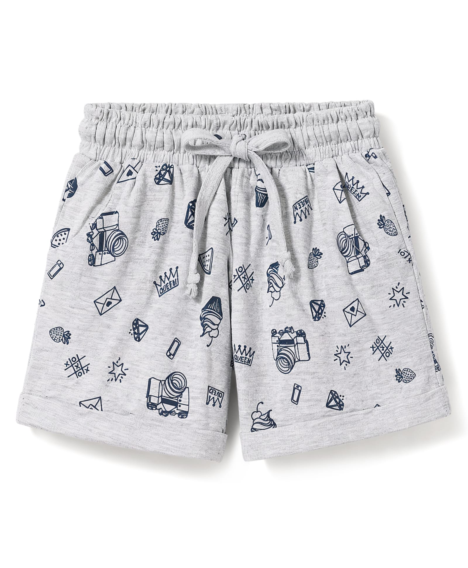 Enfance Core Cotton Woven Knee Length Camera Printed Shorts - Navy Blue-picture-21