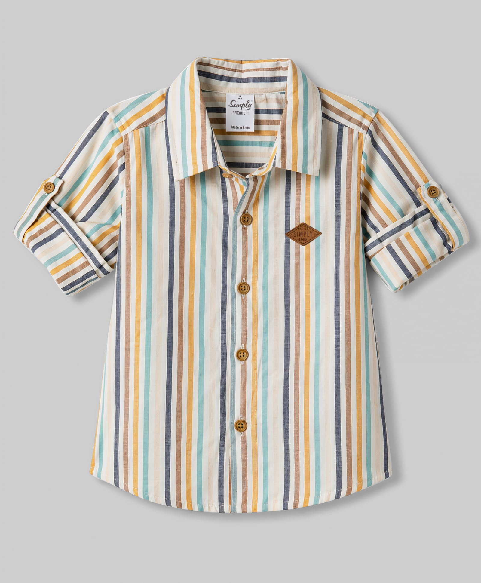 Simply Premium Cotton Woven Full Sleeves Striped Shirt - Mustard-picture-25
