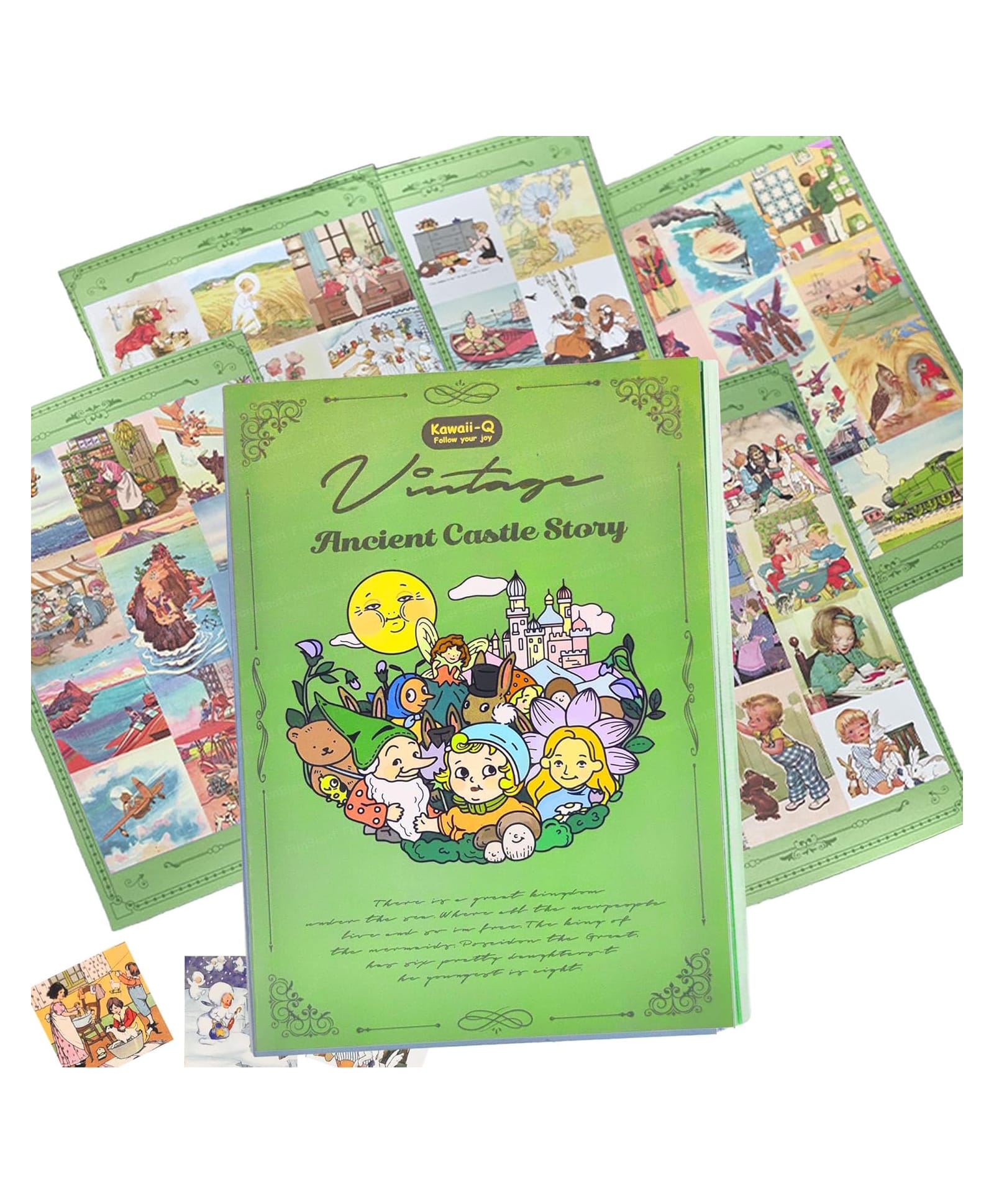 FunBlast Japanese Style Decorative Sticker Book Set 200+ Stickers (Green)-picture-46