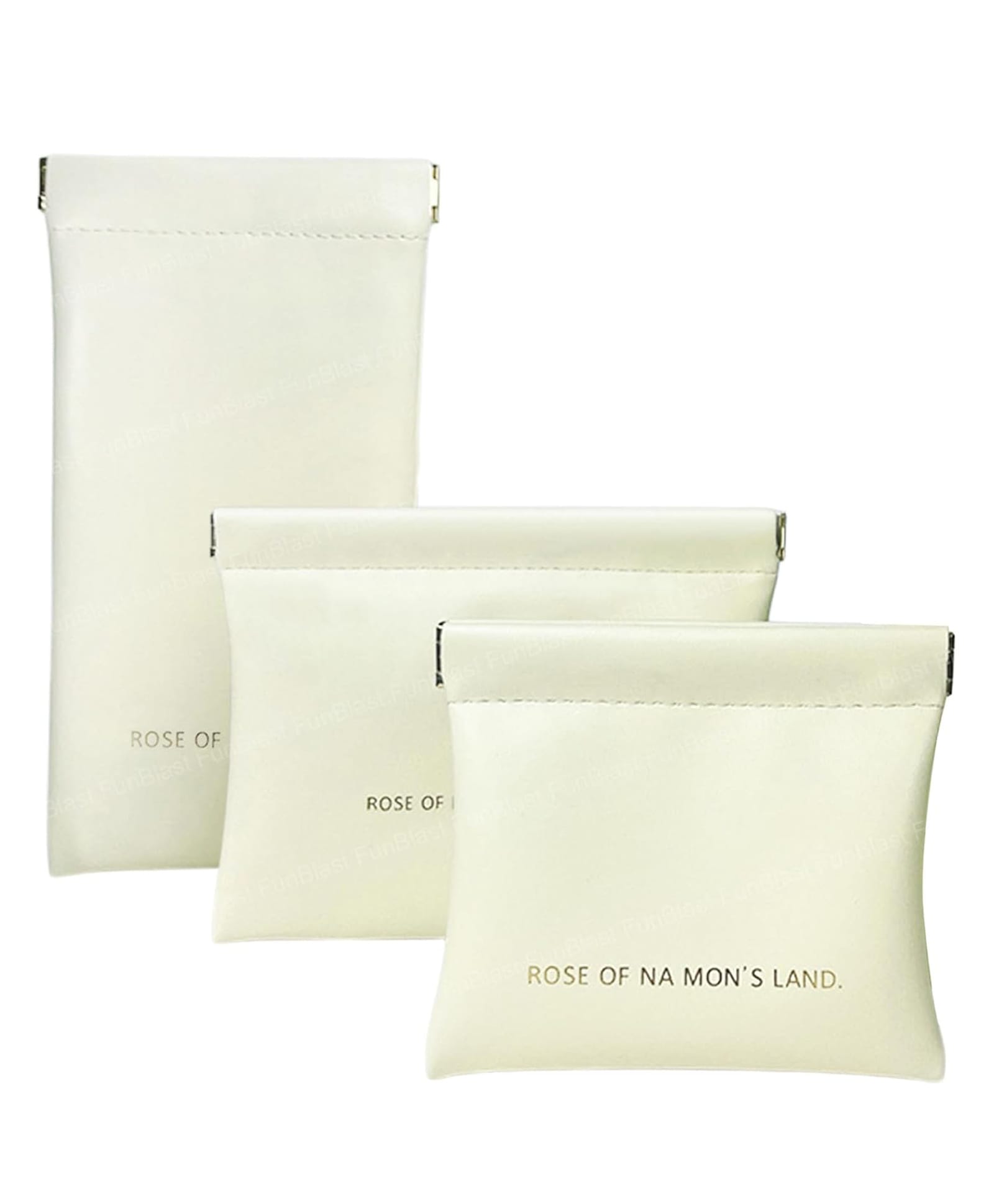 FunBlast Small Pouches Set for Girls & Women - 3 Pcs Mini Multipurpose Pouch (Cream)-image-1