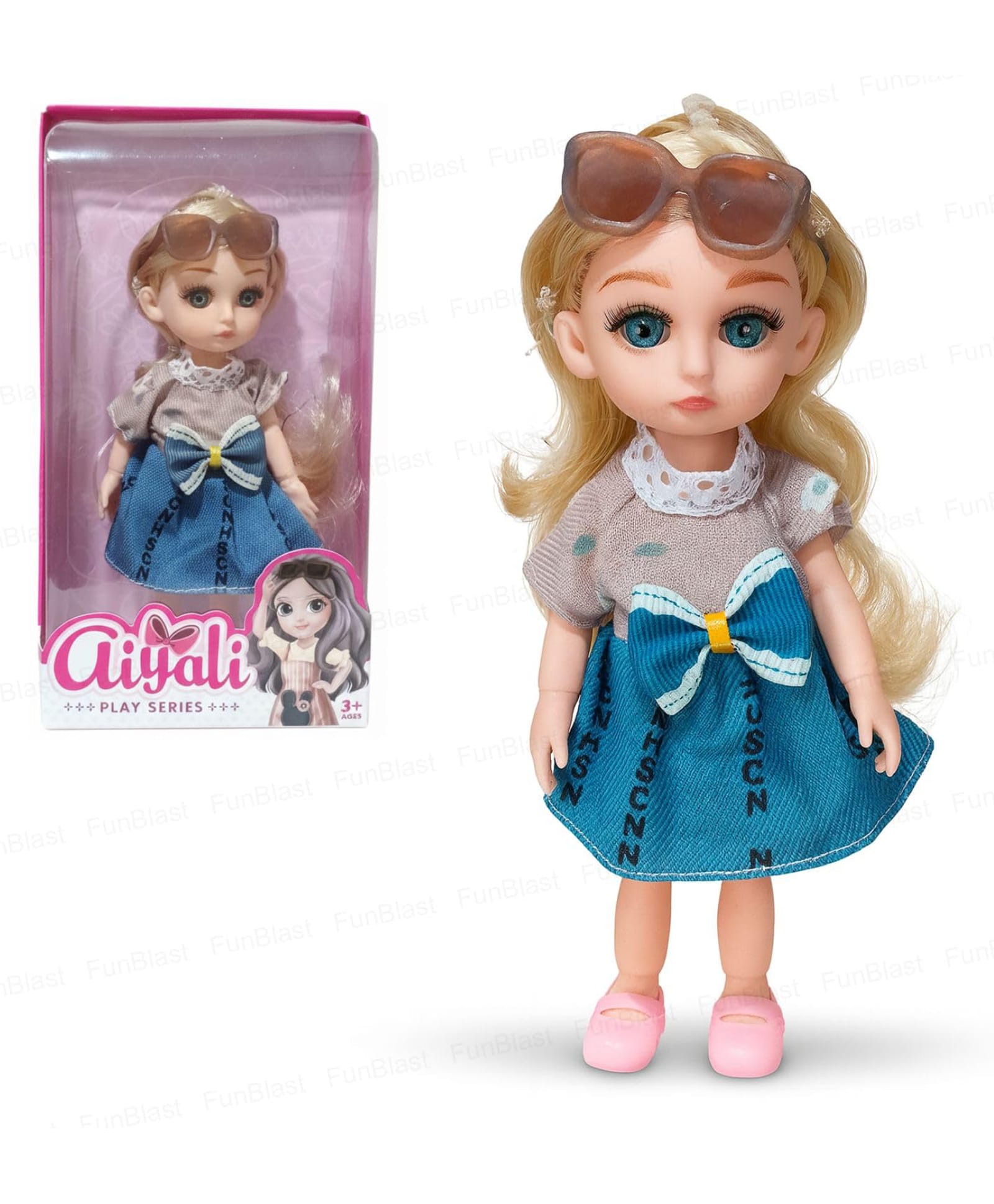 FunBlast 15 cm Doll Toy with Long Hair & Glasses and Stylish Dress for Girls Pack of 1-picture-29