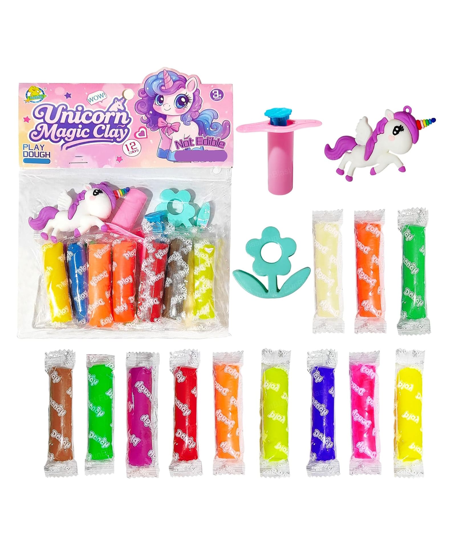 FunBlast Unicorn Magic Clay Set 12 Pcs Play Dough Kit with Moulds & Tools for Kids (Random Color)-picture-9