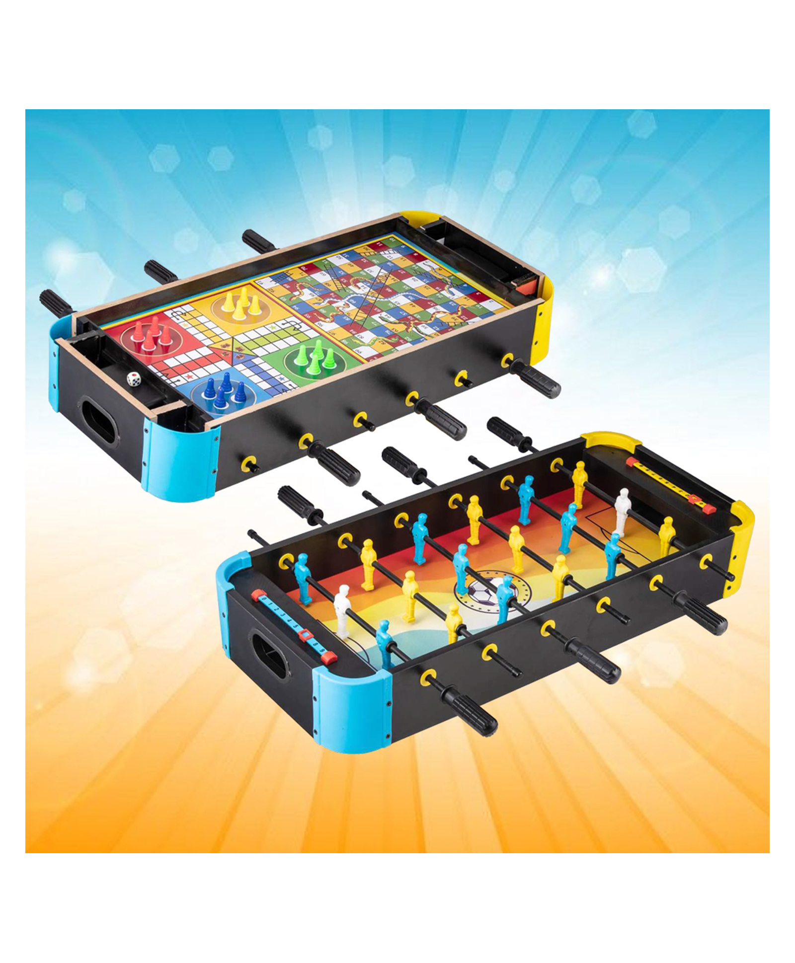Mad Over Toys 3 in 1 Tabletop Foosball Game for Kids & Family Foosball Soccer Board (One Side), with Ludo & Snakes and Ladders|Big Size Compact Wooden Portable Indoor Party Game| Best Birthday Gift-image-30