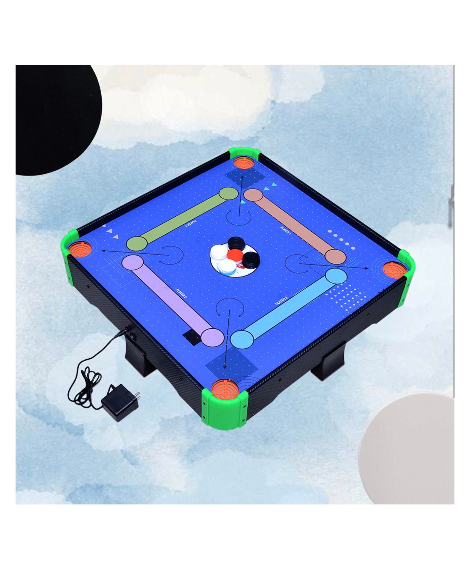 Mad Over Toys Air Carrom Big | India's First Air-Powered Carrom Board Game High-Speed Frictionless Play with 23 Coins, Striker & Power Adaptor Jumbo Tabletop Game for Kids, Adults & Families-picture-10