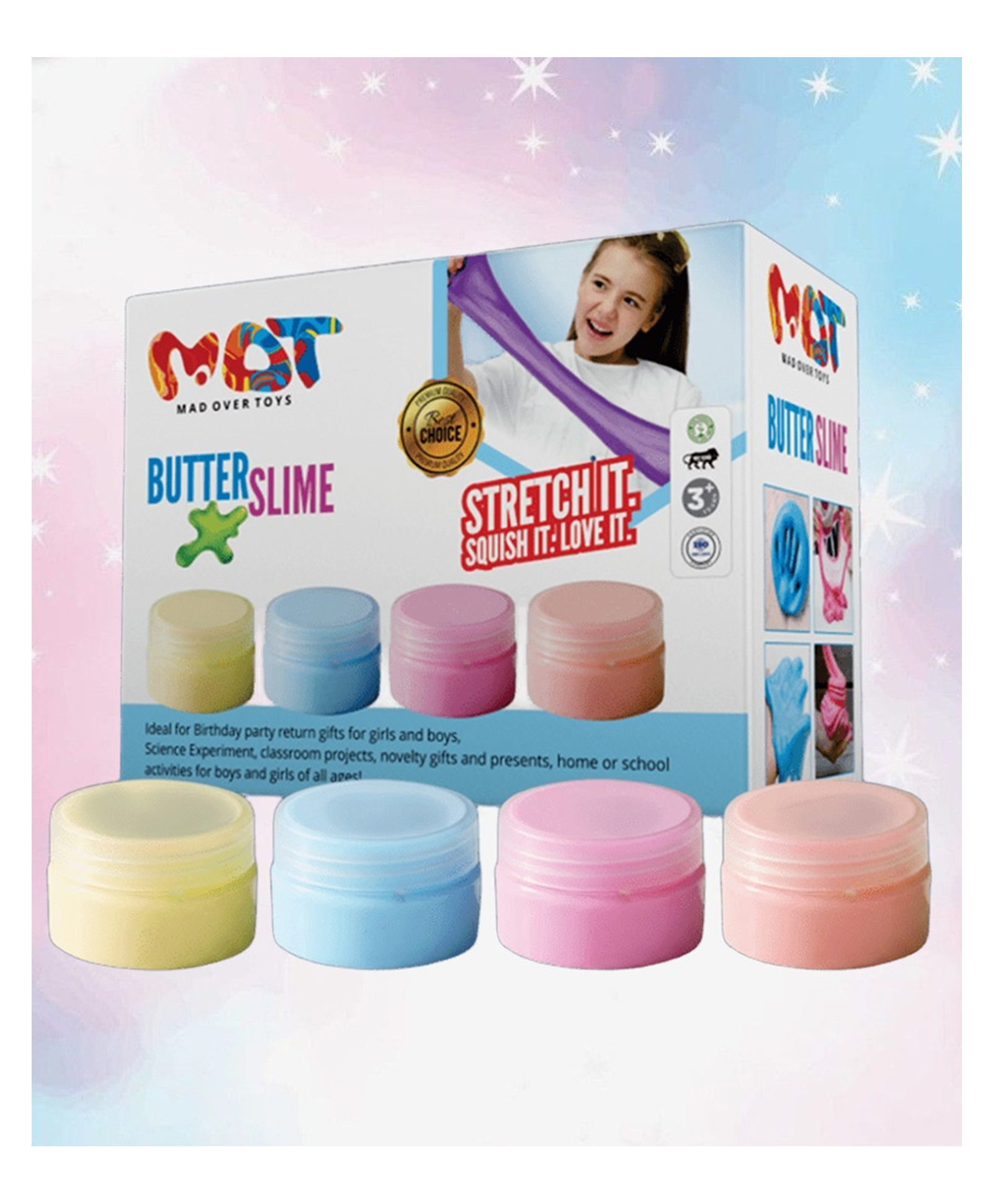 Mad Over Toys Butter Slime for Kids|Super Soft, Stretchy & Non-Sticky Sensory Clay Slime|DIY Stress Relief Creative Toy for Boys & Girls 3+ Years| Birthday Return Gift & Party Favor (Pack of 4)-picture-17