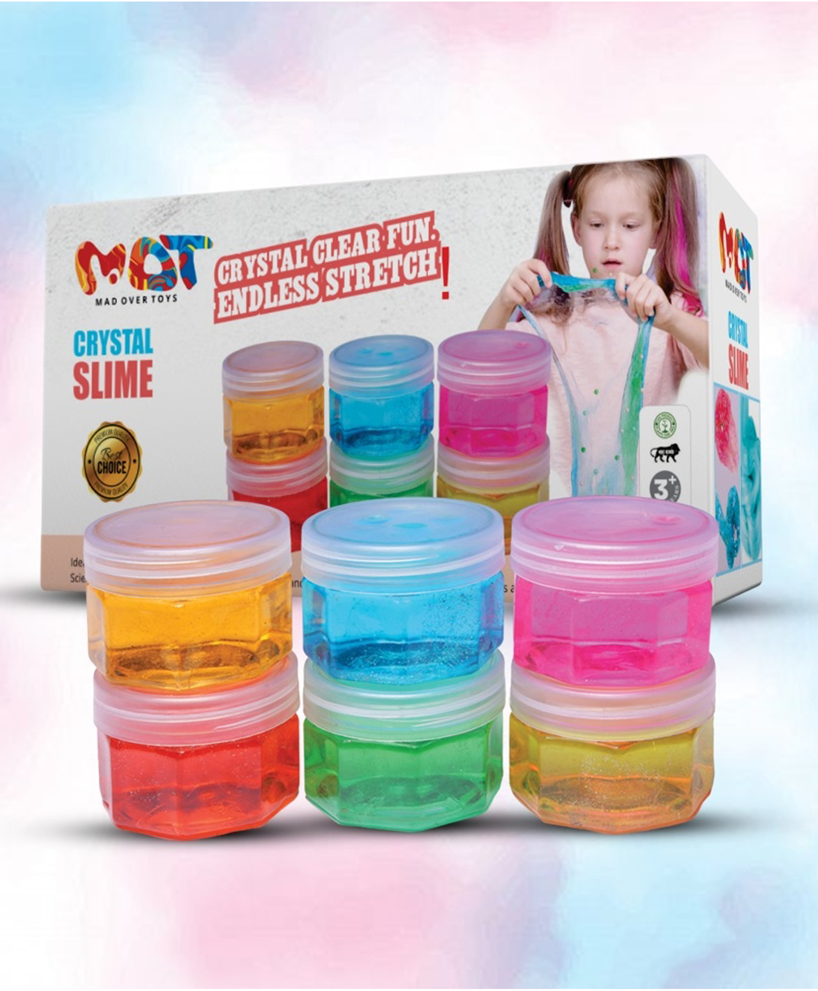 Mad Over Toys Crystal Slime with Sparkly Crystals|Transparent Jelly Slime, Non-Sticky, Stretchy & Stress-Relieving Sensory Toy|Boys & Girls 3+ DIY Creative Clay Toy|Birthday Gift|Party Favor(Pk of 6)-picture-18
