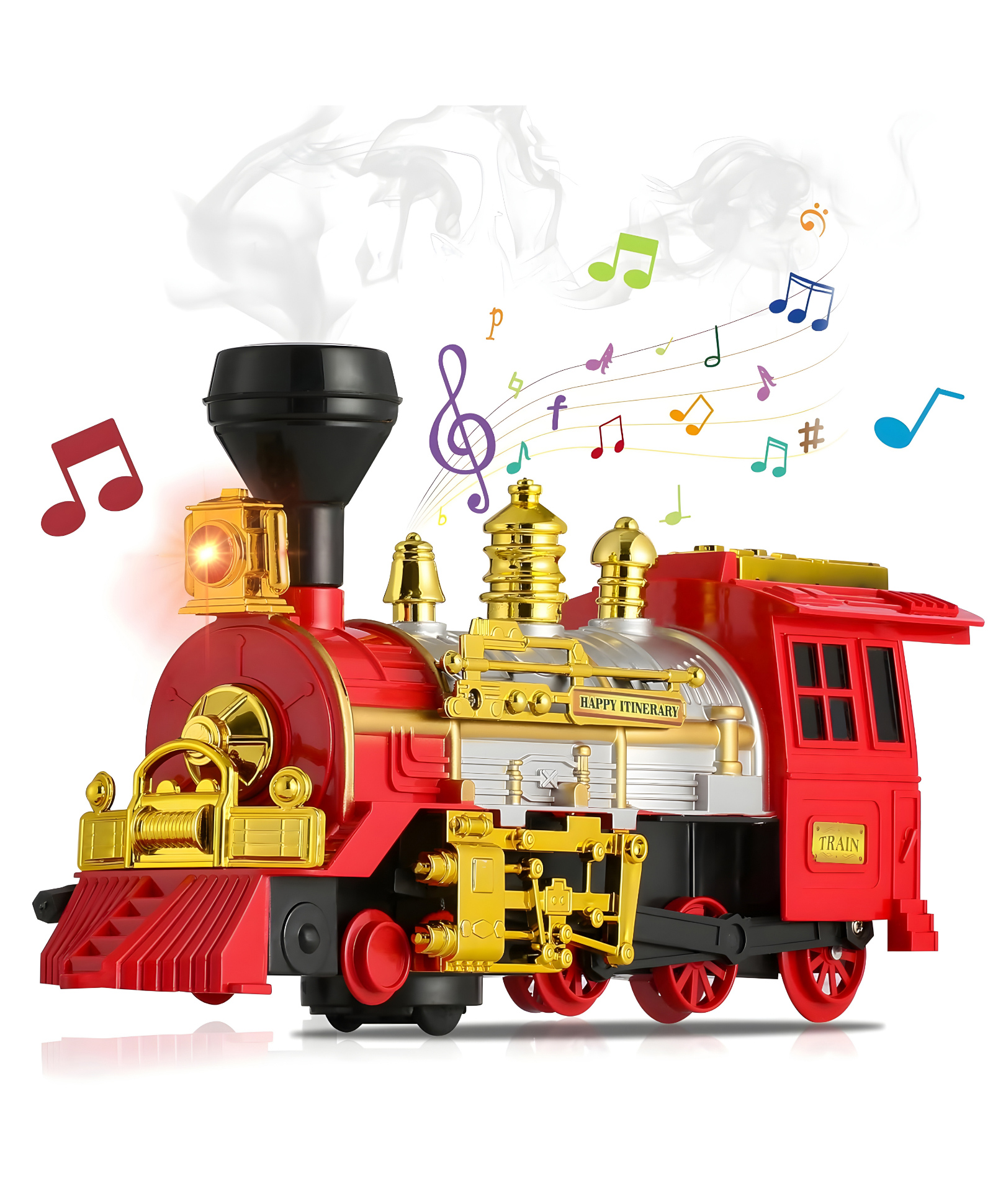NEGOCIO Train Toy for Toddlers Bump & Go Electric Steam Engine with Smoke, Light & Sound, Toddler Toy Ideal Gift for Ages 3 and Up Children Kids - PACK OF 1 - COLOR MAY VARY-image-2