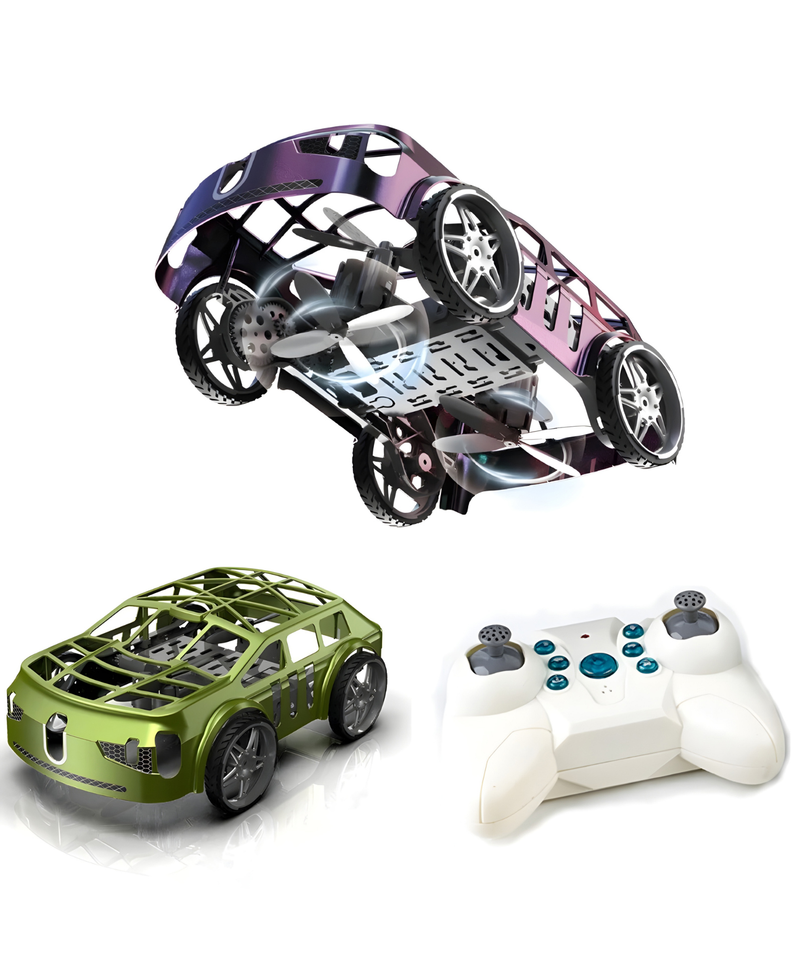 NEGOCIO PRO Drone 2 In 1 Air-Ground Flying 2.4GHz Car RC Quadcopter Headless Mode With Light - PACK OF 1 - COLOR MAY VARY-image-2