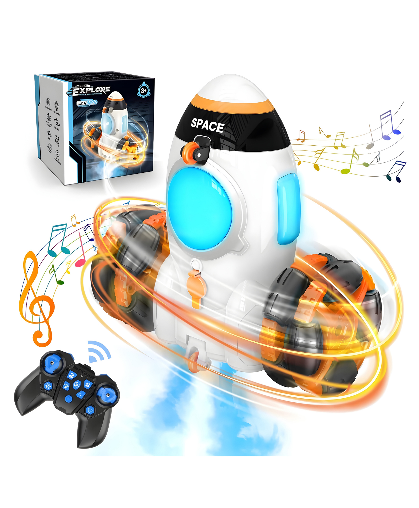 NEGOCIO Remote Control Cars Toys for Kids Space Rocket Stunt Yard Outdoor Games Toy for Kids - PACK OF 1 - COLOR MAY VARY-image-48