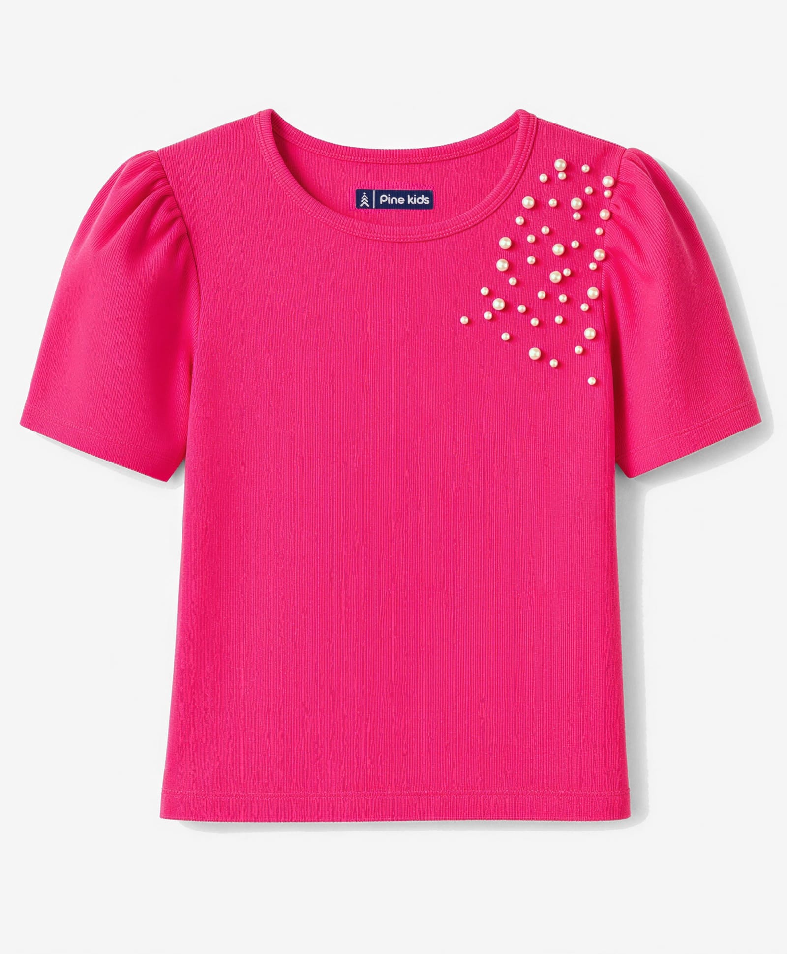 Pine Kids Knitted Half Sleeves Top With Pearl Embellished - Pink-image-24