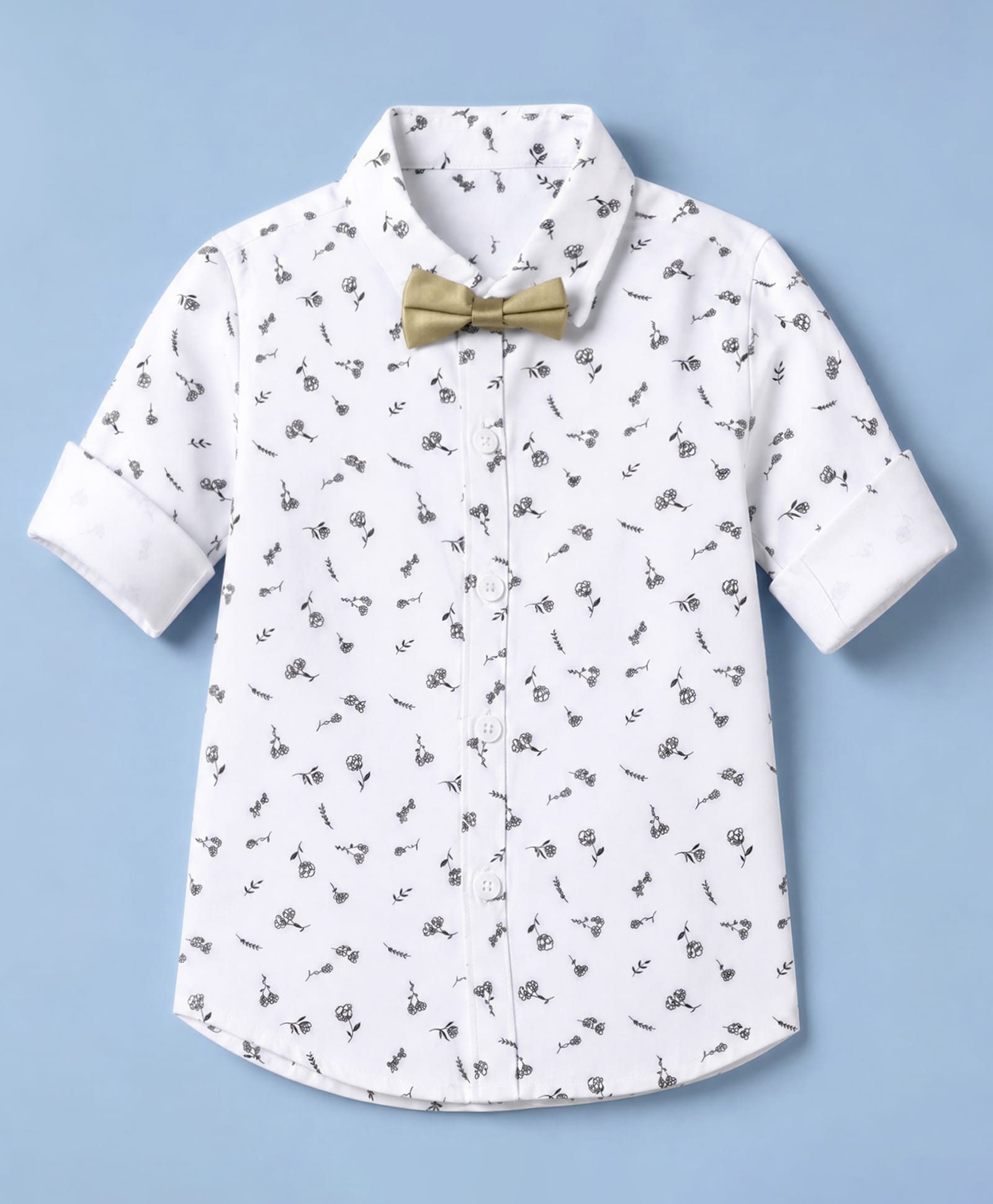 Babyoye 100% Cotton Knit 40's Giza Twill Floral Printed Full Sleeves Party Shirts - White-picture-23