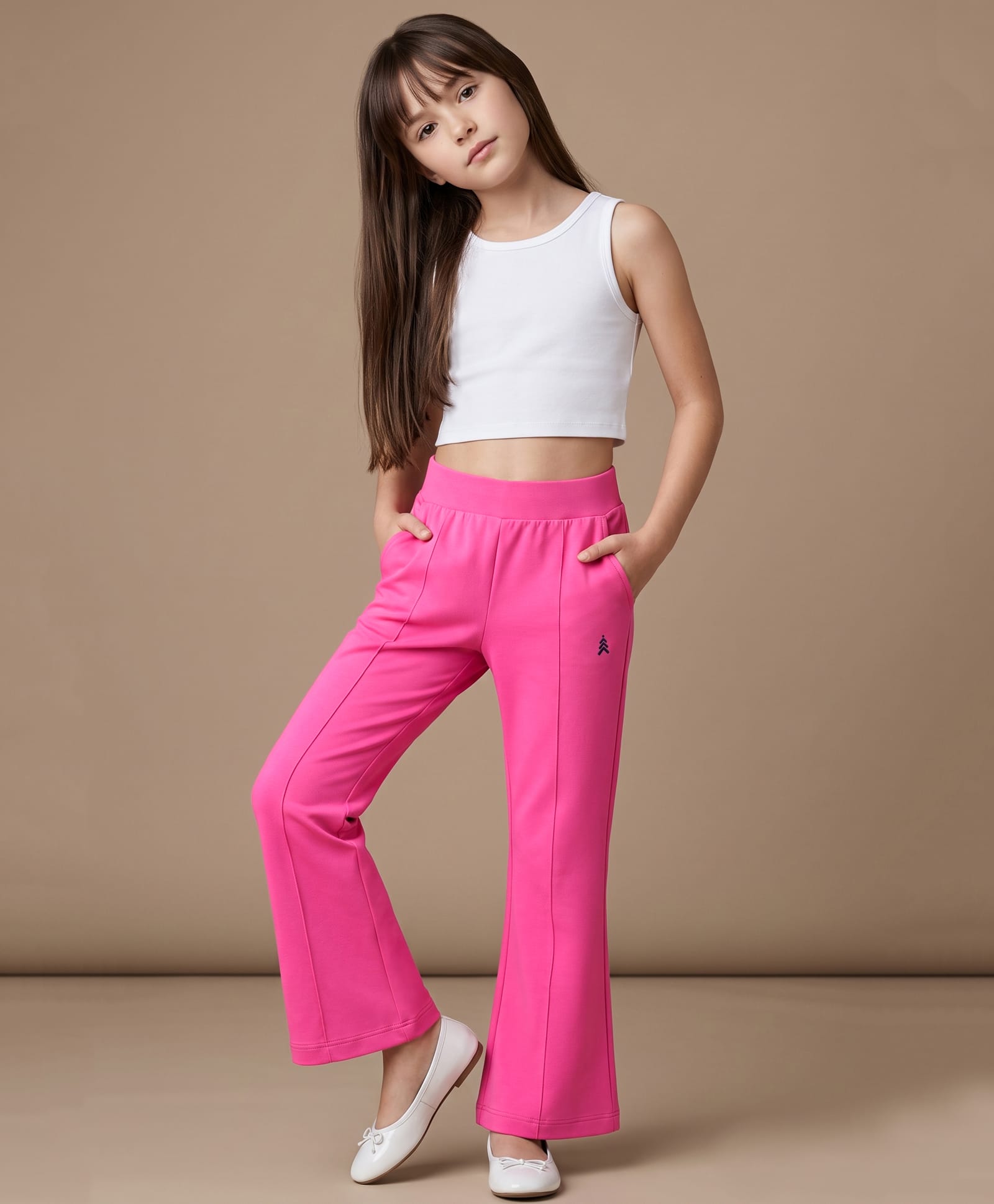 Pine Kids Cotton Lycra Knit Full Length Solid Colour Leggings With Stretch - Pink-picture-26