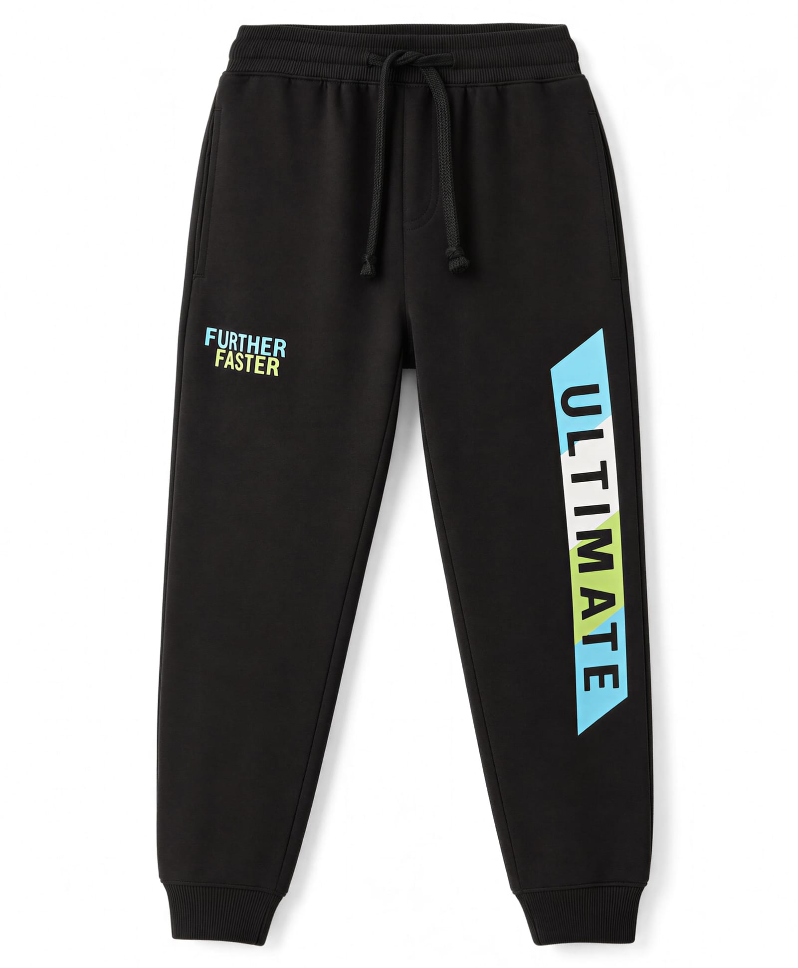 Pine Kids Cotton Knit Full Length Lounge Pants With Text Print - Black-picture-41