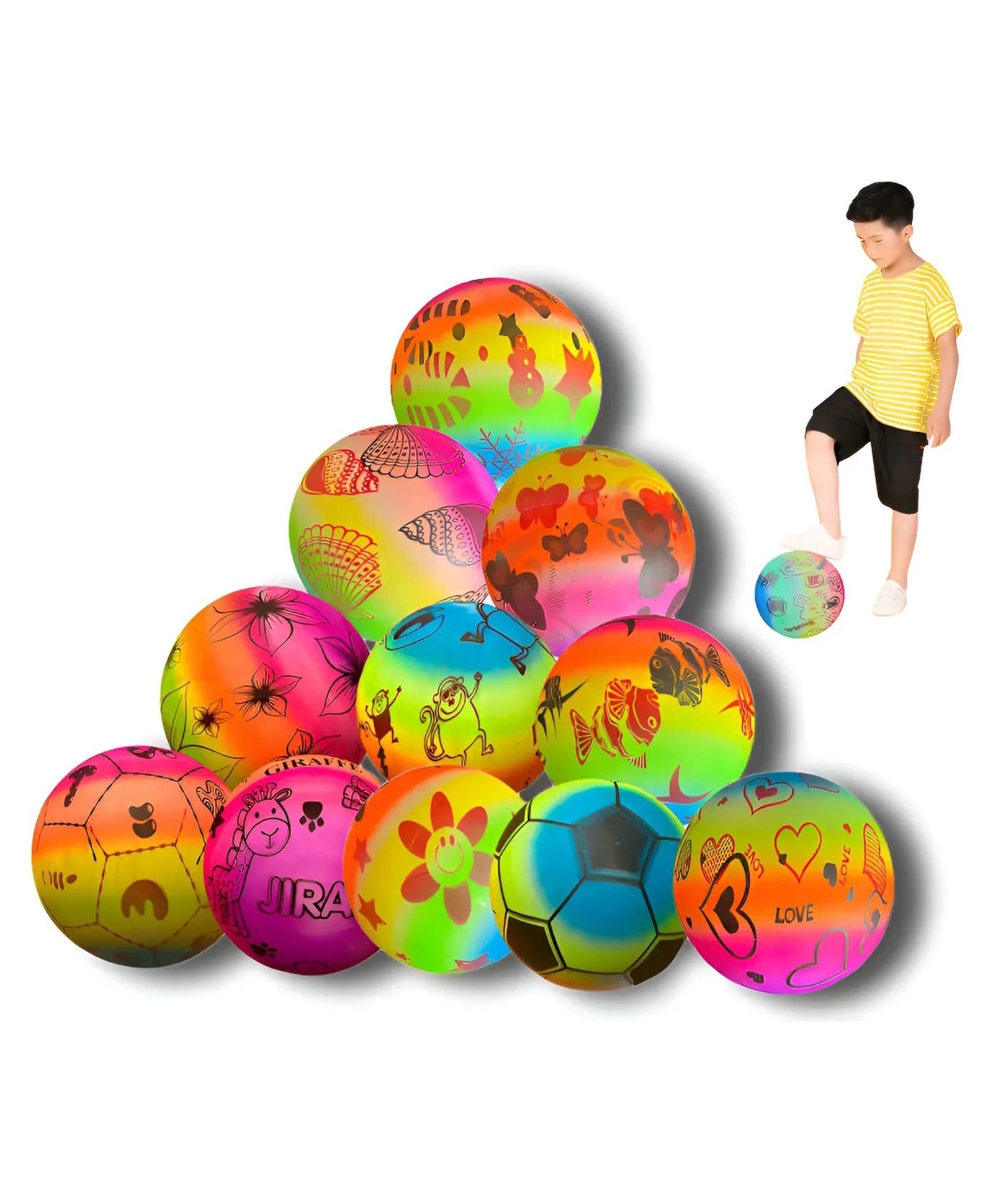 Azhari Inflatable Beach Balls Outdoor Play Sport Toys for Kids Pack of 2 Color & Print May Vary-image-11
