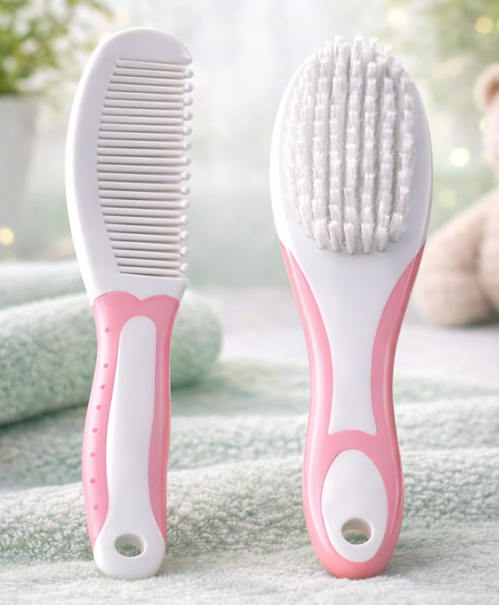 Sparkle Joy Ergo Grip Hair Brush & Comb Grooming Set With Soft Bristles Pink-image-47