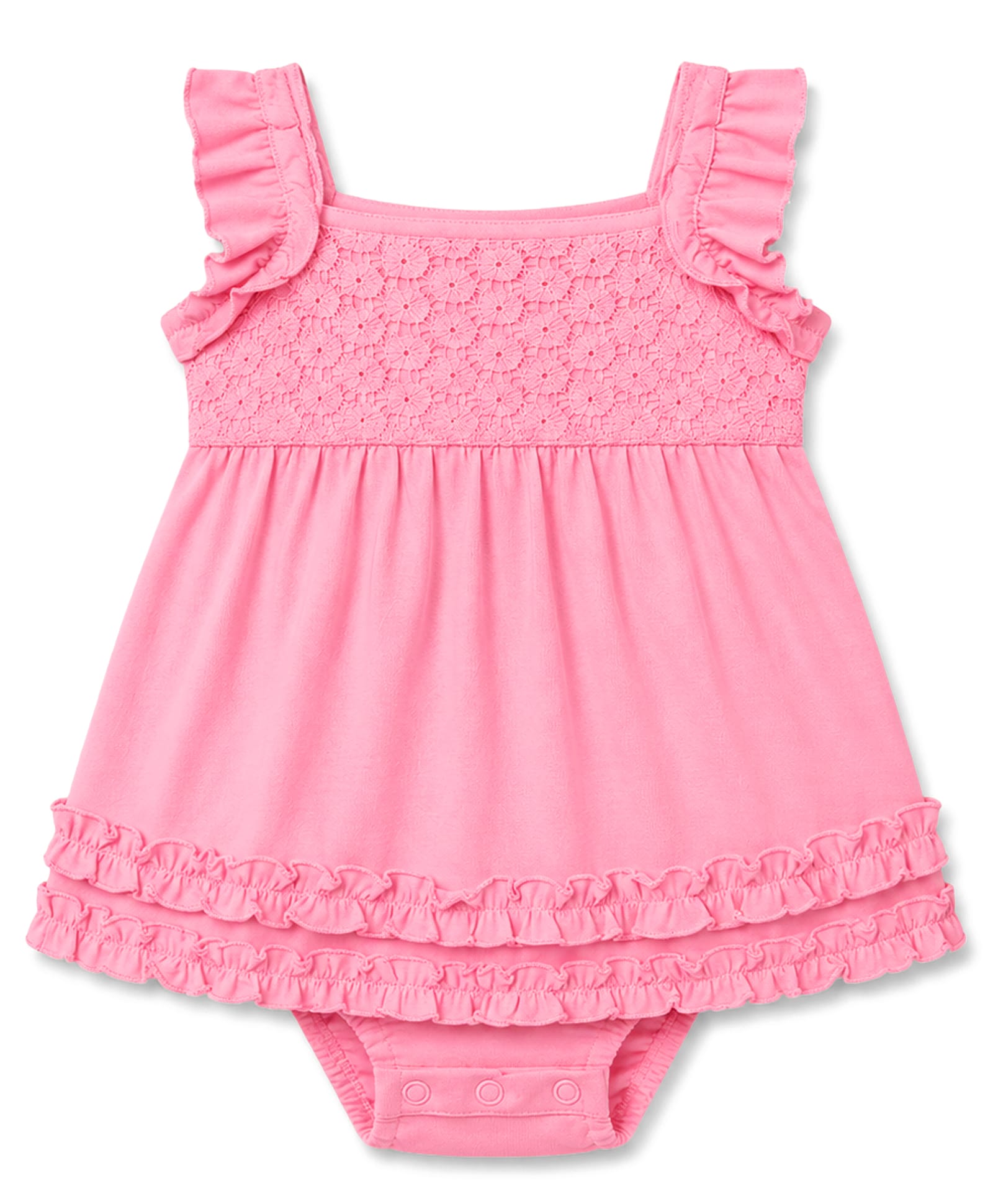 Babyhug 100% Cotton Knit Sleevless Onesie With Floral Design - Pink-image-14