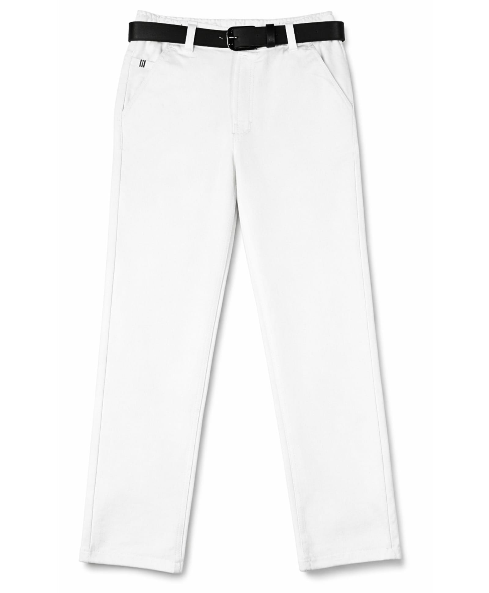 CAVIO Cotton Blend Woven Solid Trousers With Belt - White-picture-11