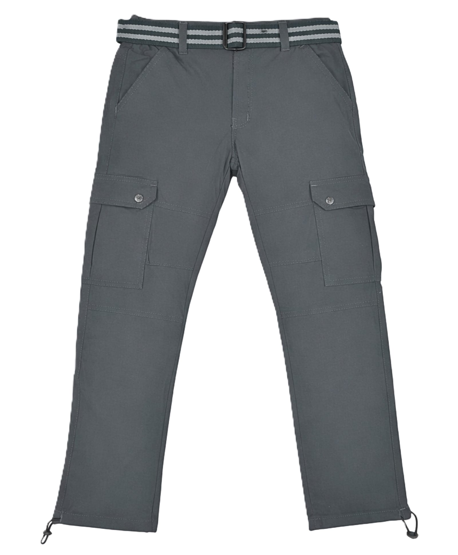CAVIO Cotton Blend Woven Cargo Style Pants With Belt - Grey-picture-23