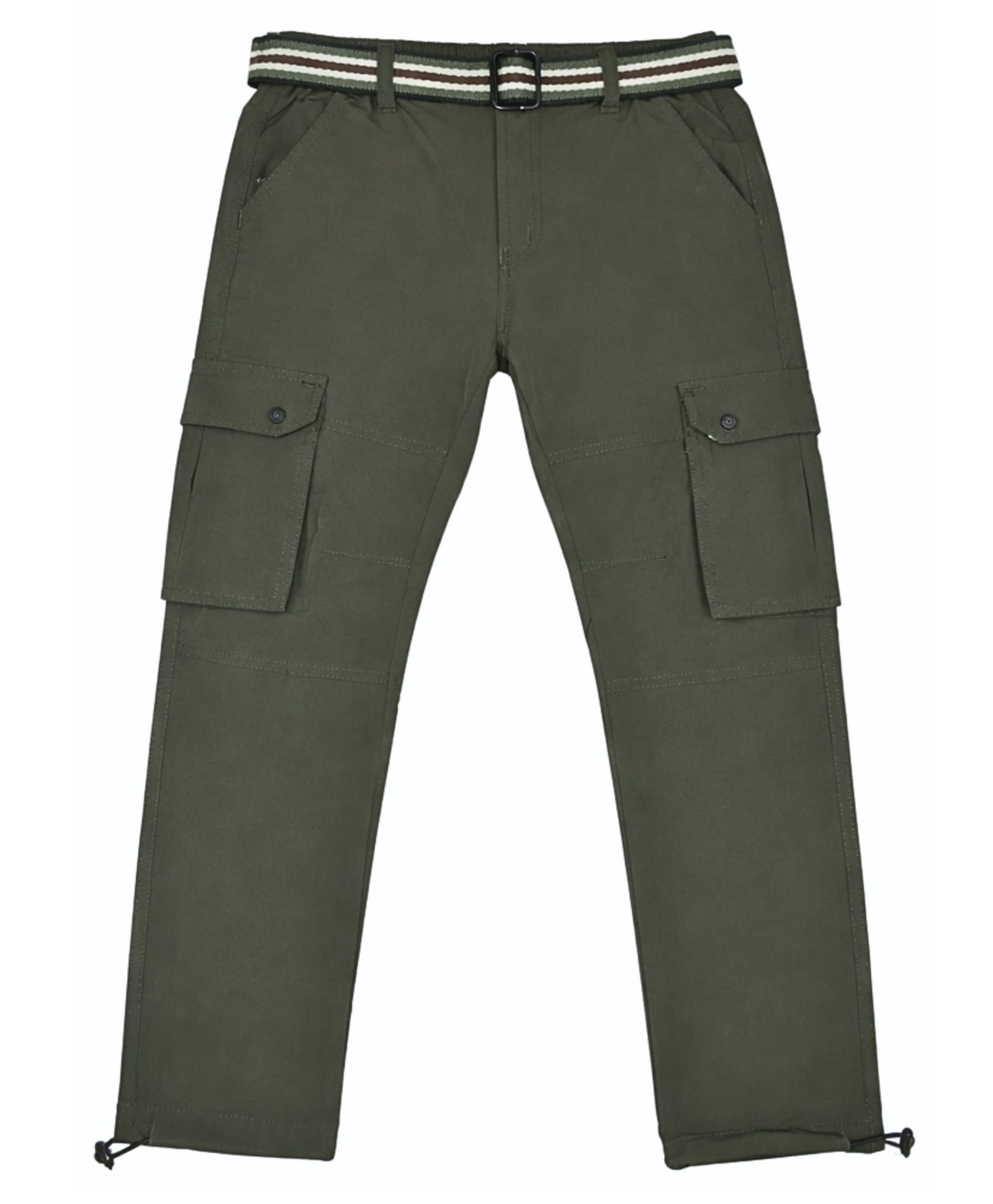 CAVIO Cotton Blend Woven Cargo Style Pants With Belt - Olive Green-picture-13