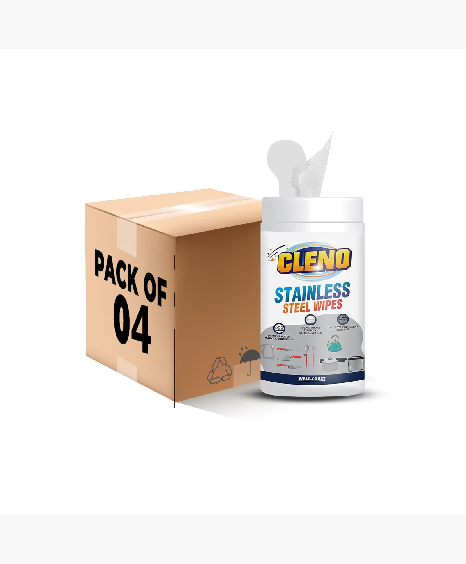 Cleno Stainless Steel Wet Wipes Quickly Cleans/Shines & Protects Cookers/Stove/Refrigerator Dishwashers & Grills Stainless-Steel Surfaces - 50 Wipes (Pack of 4) (Ready to Use)-image-22