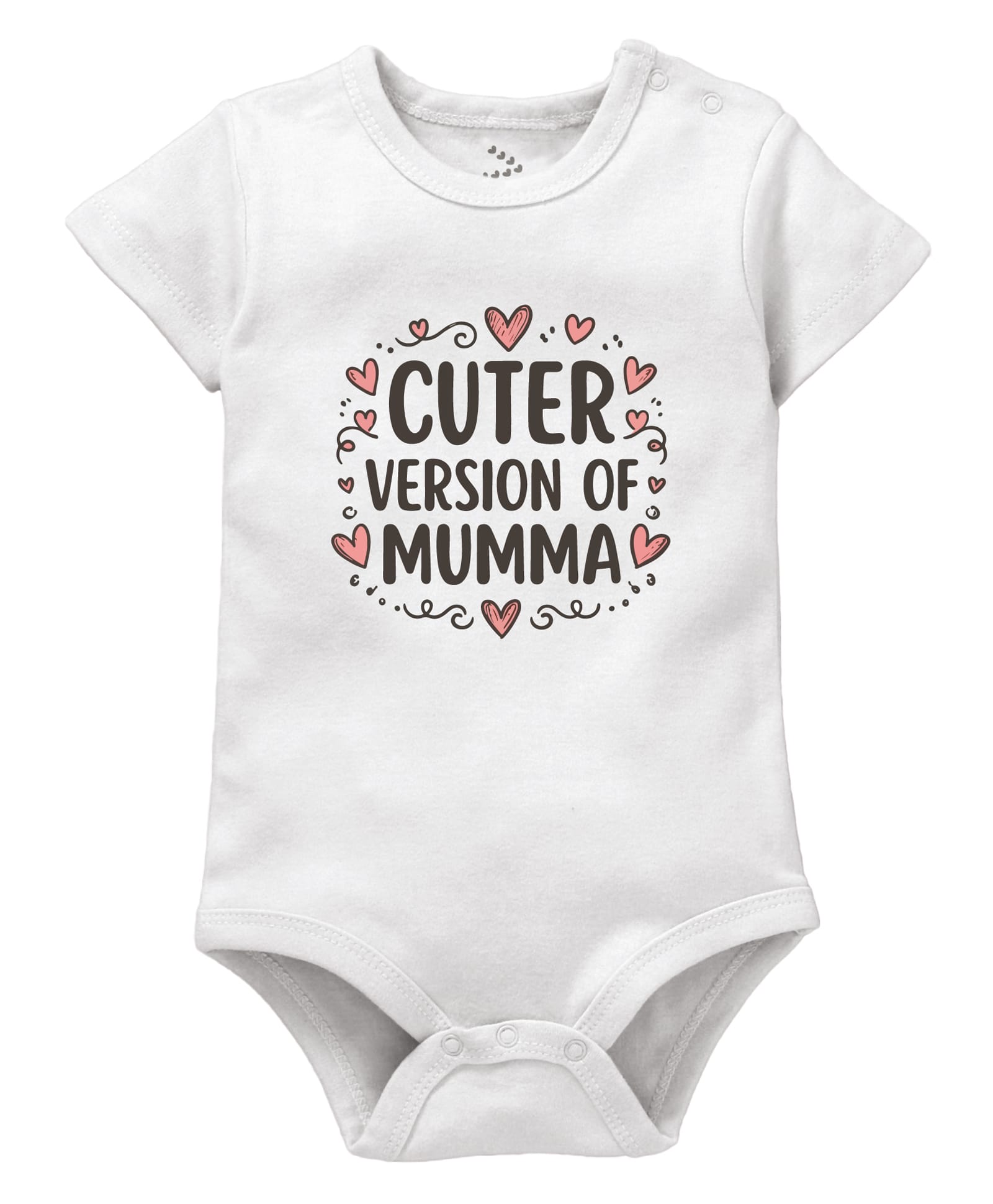 Zeezeezoo Mother Theme 100% Cotton Knit Half Sleeves Cuter Version Of Mumma Text Printed Onesie - White-picture-15