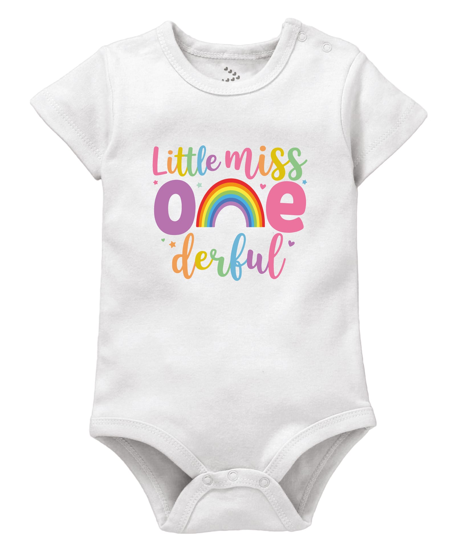 Zeezeezoo Birthday Theme 100% Cotton Knit Half Sleeves Little Miss Onederful Text Printed Onesie - White-picture-22