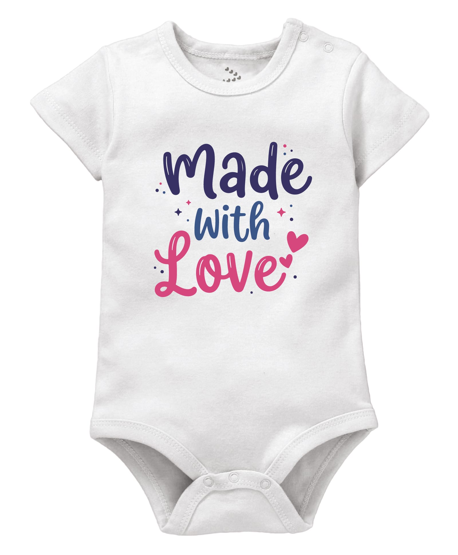Zeezeezoo 100% Cotton Knit Half Sleeves Made With Love Text Printed Onesie - White-picture-44