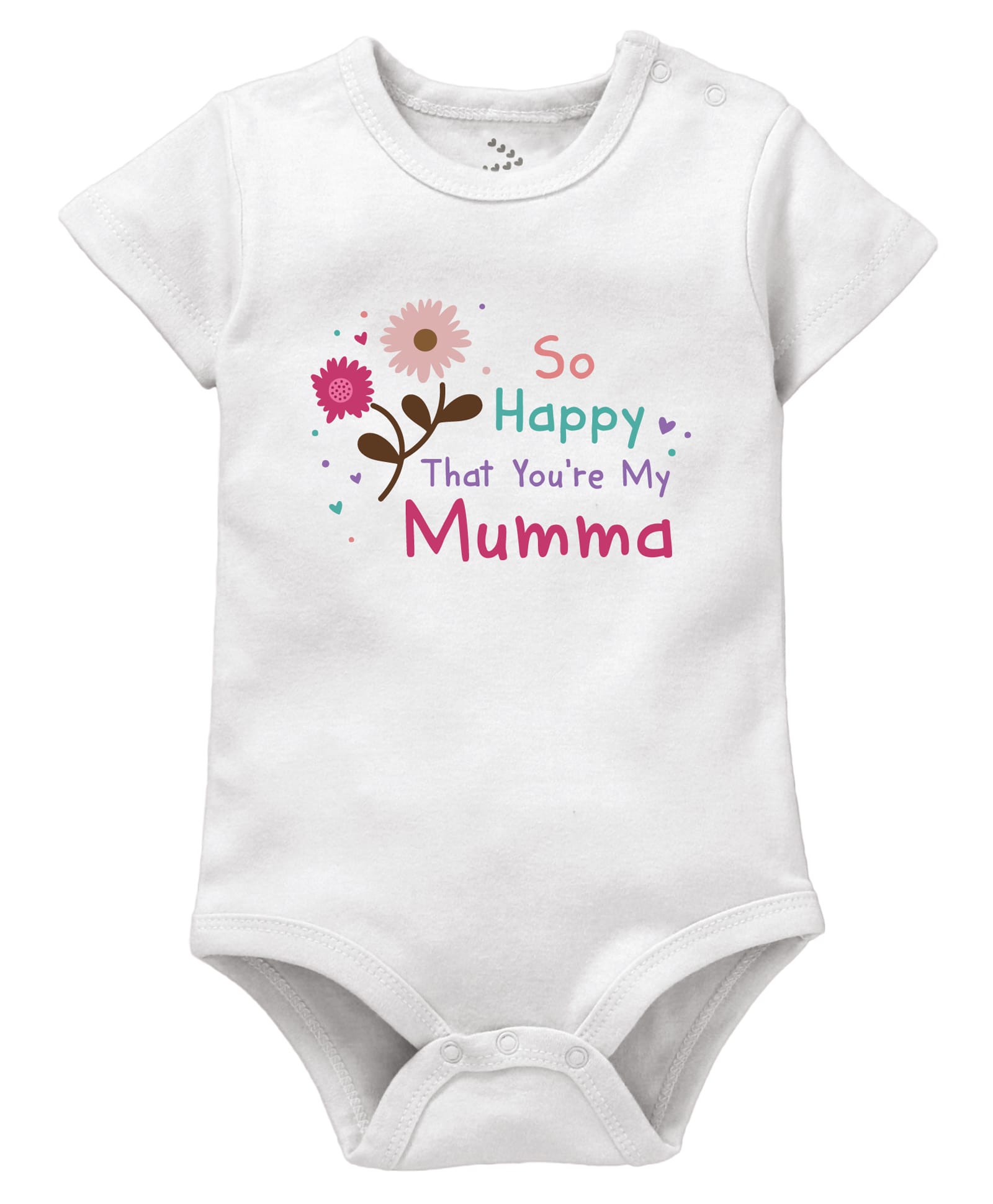 Zeezeezoo Mothers Day Theme 100% Cotton Knit Half Sleeves So Happy That You Are My Mumma Text Printed Onesie - White-image-17
