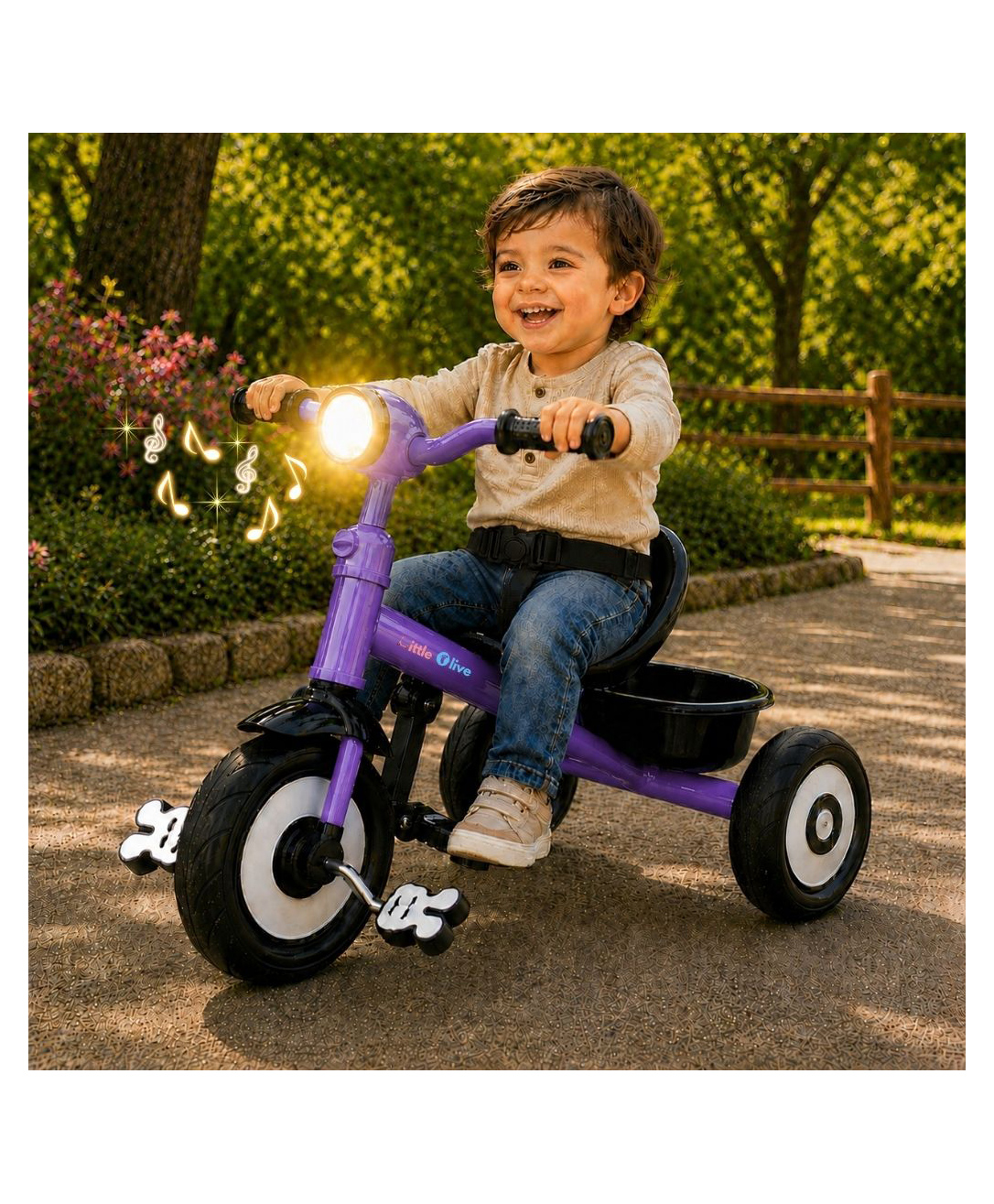 Little Olive JoyGlide Pro Kids Tricycle with Wide Wheels, Anti-Slip Pedals & Comfortable Seat - Purple-picture-1