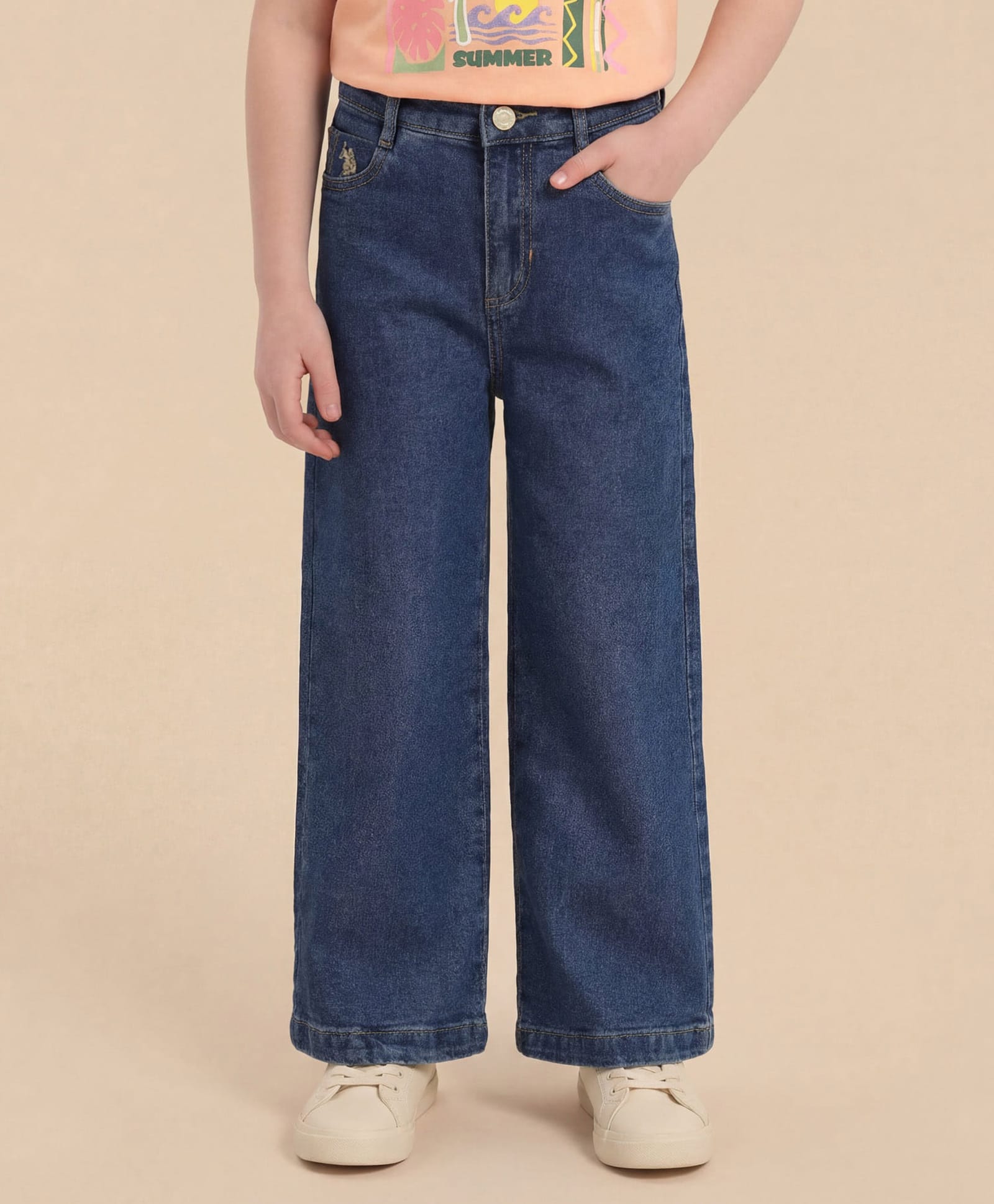 U.S. Polo Assn. Kids Cotton Woven Solid Jeans - Blue-picture-17