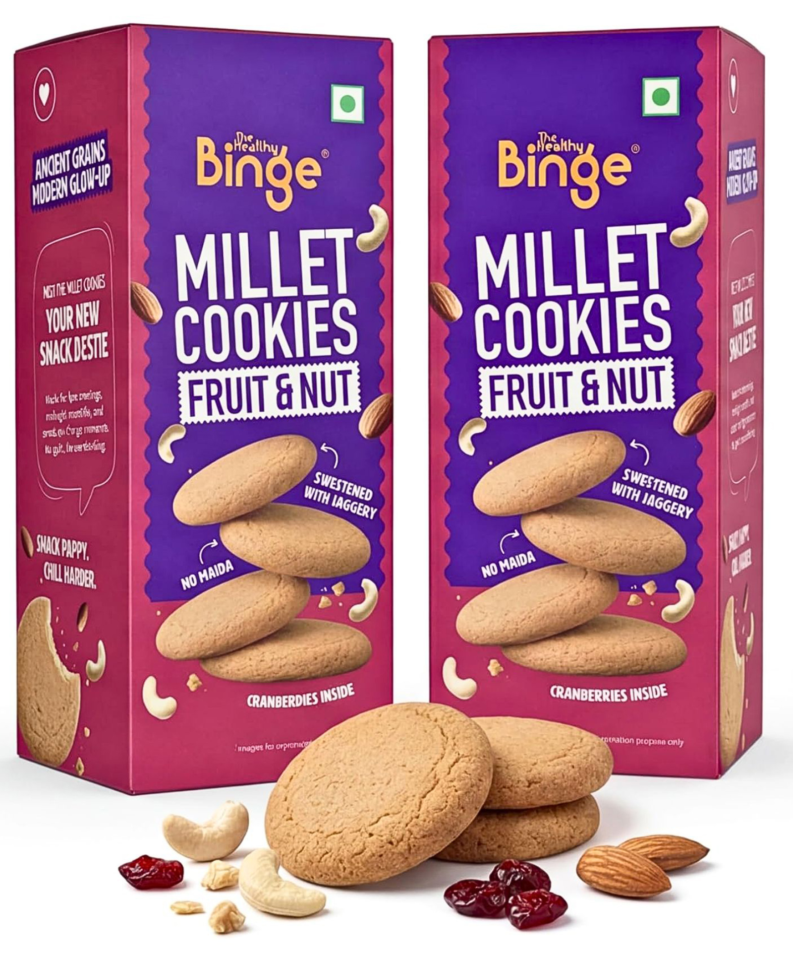 The Healthy Binge Millet Cookies Fruit & Nut 180g ( Pack of 2)-image-29