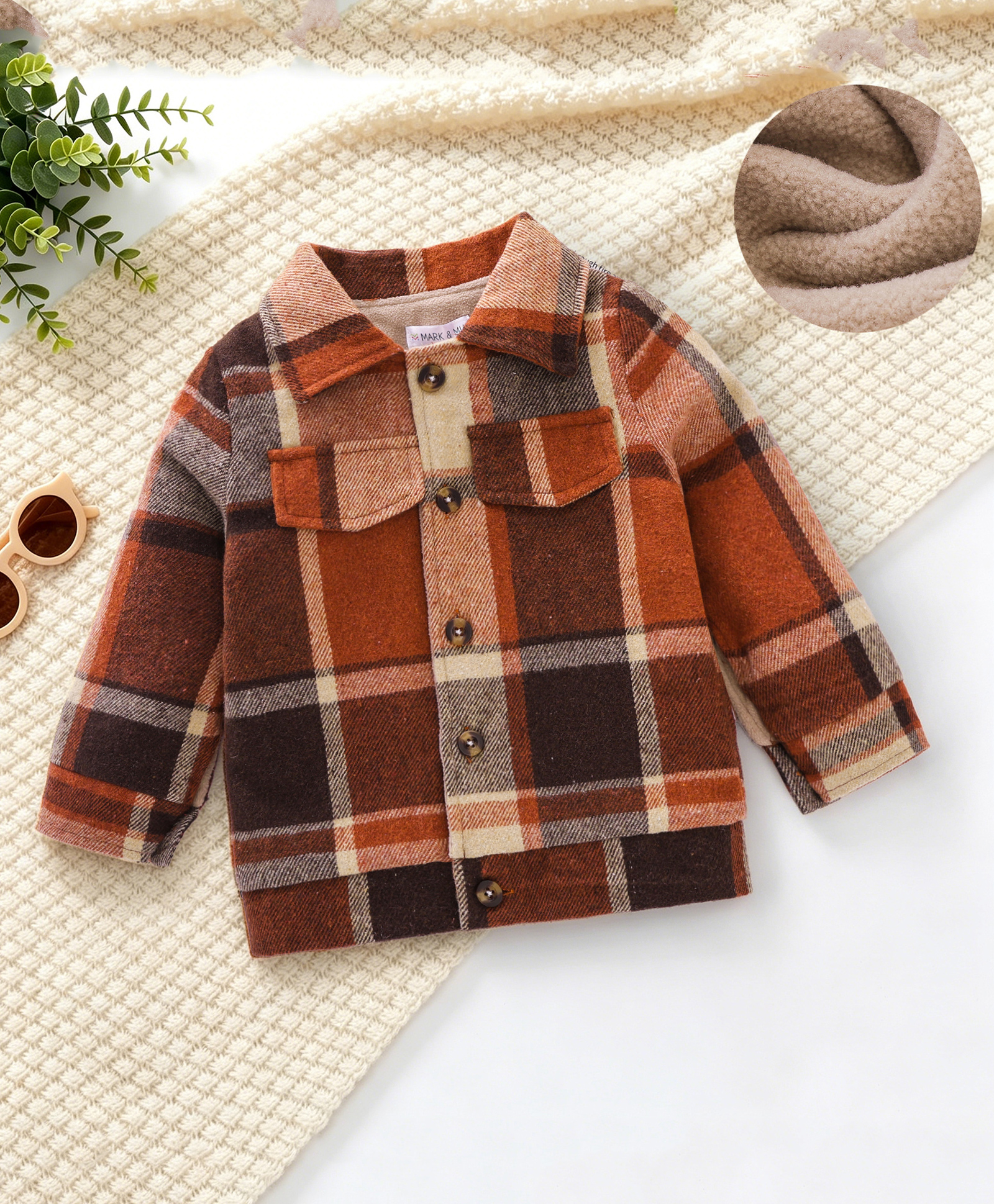 Mark & Mia Full Sleeves Checkered Winter Jacket - Brown-image-25