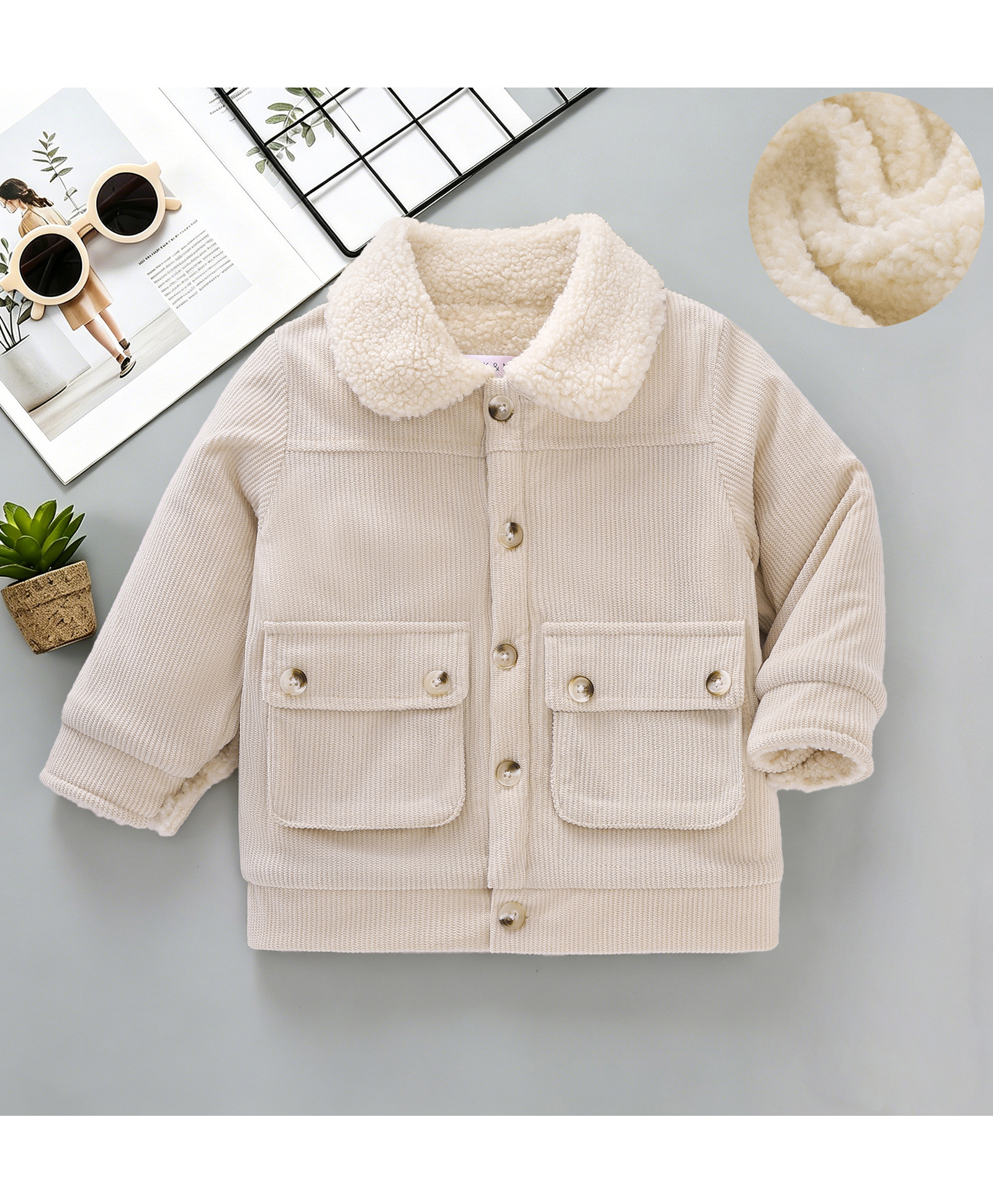 Mark & Mia Full Sleeves Solid Colour Winter Jacket - Beige-picture-15