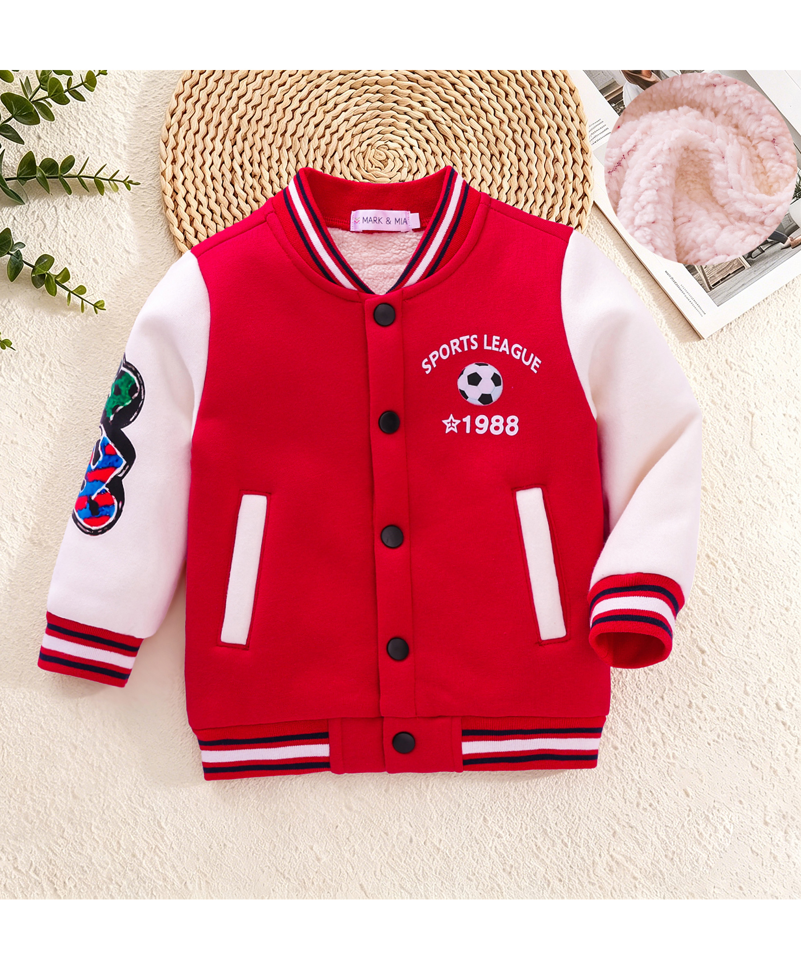 Mark & Mia Full Sleeves Bomber Jacket with Text Print - Red-picture-13