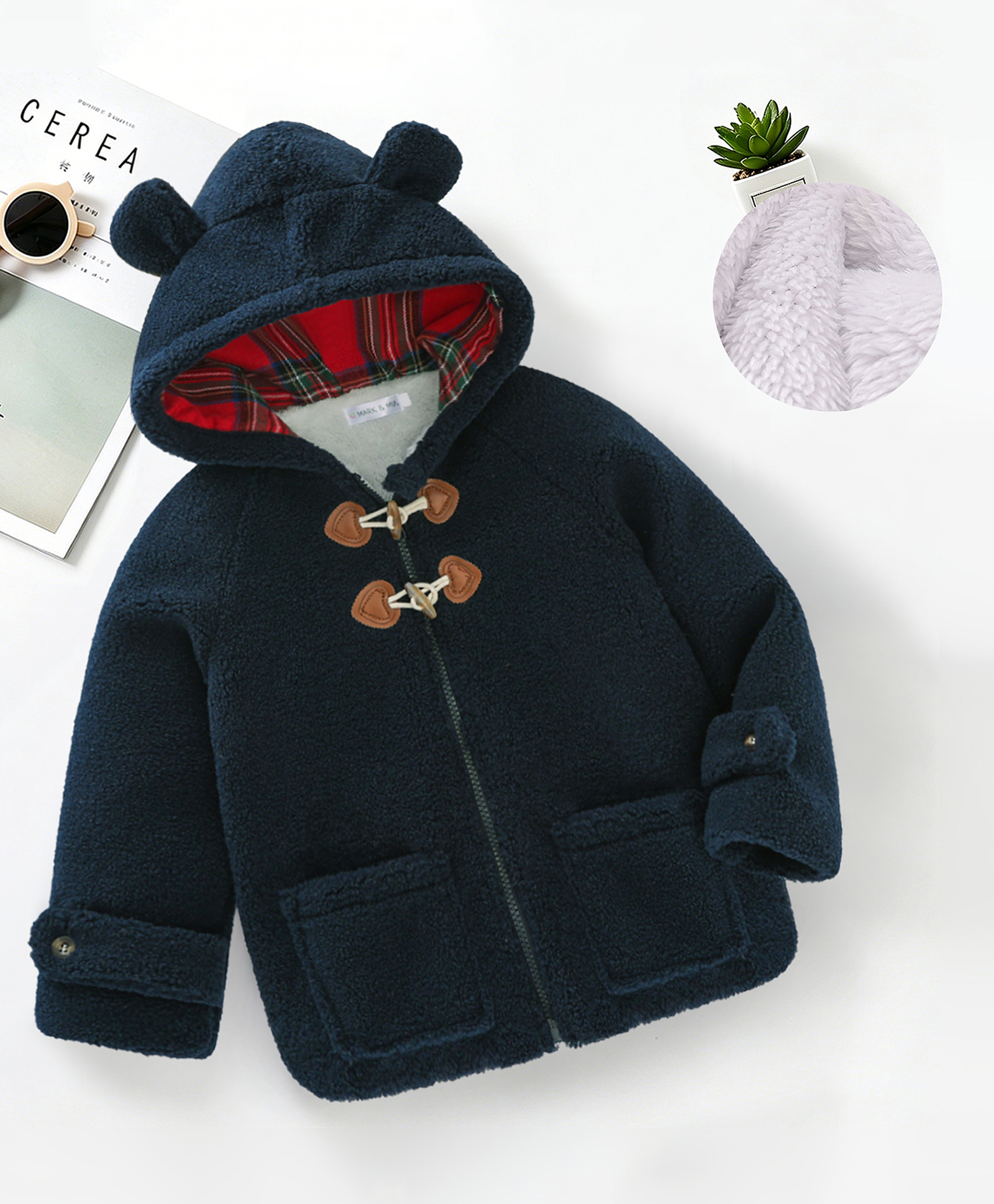 Mark & Mia Full Sleeves Solid Hooded Sweatjacket - Navy Blue-picture-21