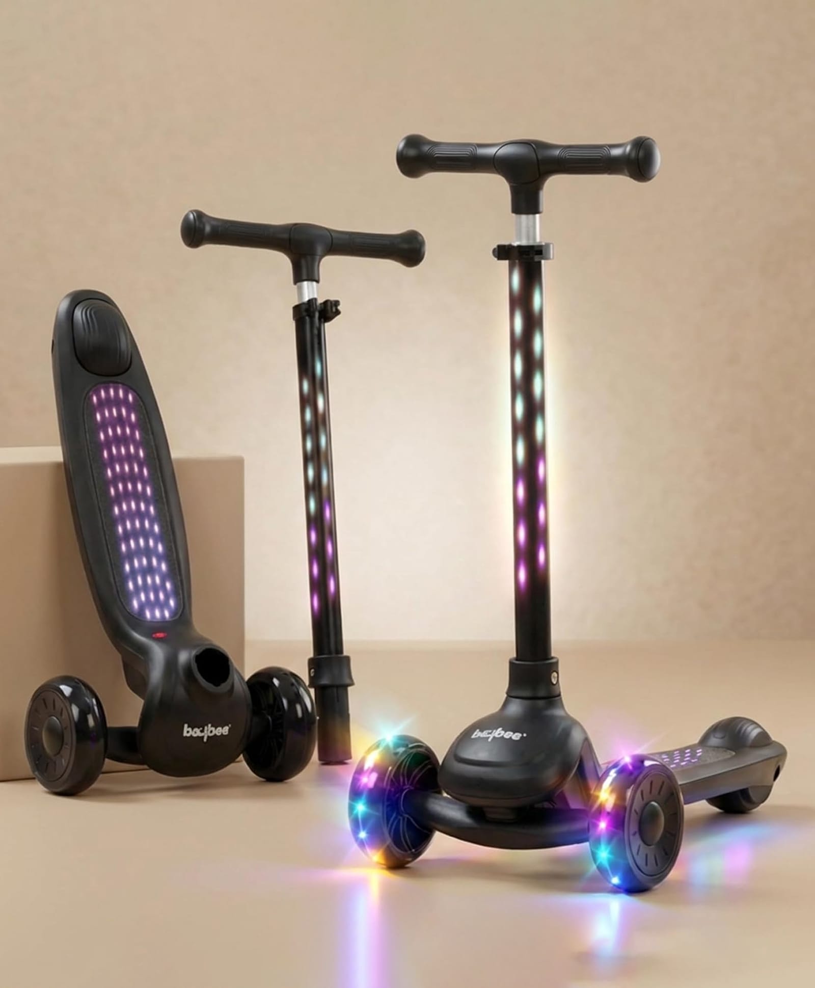 Baybee Zyro Kick Scooter for Kids | 3 Wheel Kids Scooter with 3 Height Adjustable & LED Lights | Skate Scooters with Music & Foot Brake | Indoor Outdoor Toddler Scooters for 2 to 10 Years (Black)-picture-19