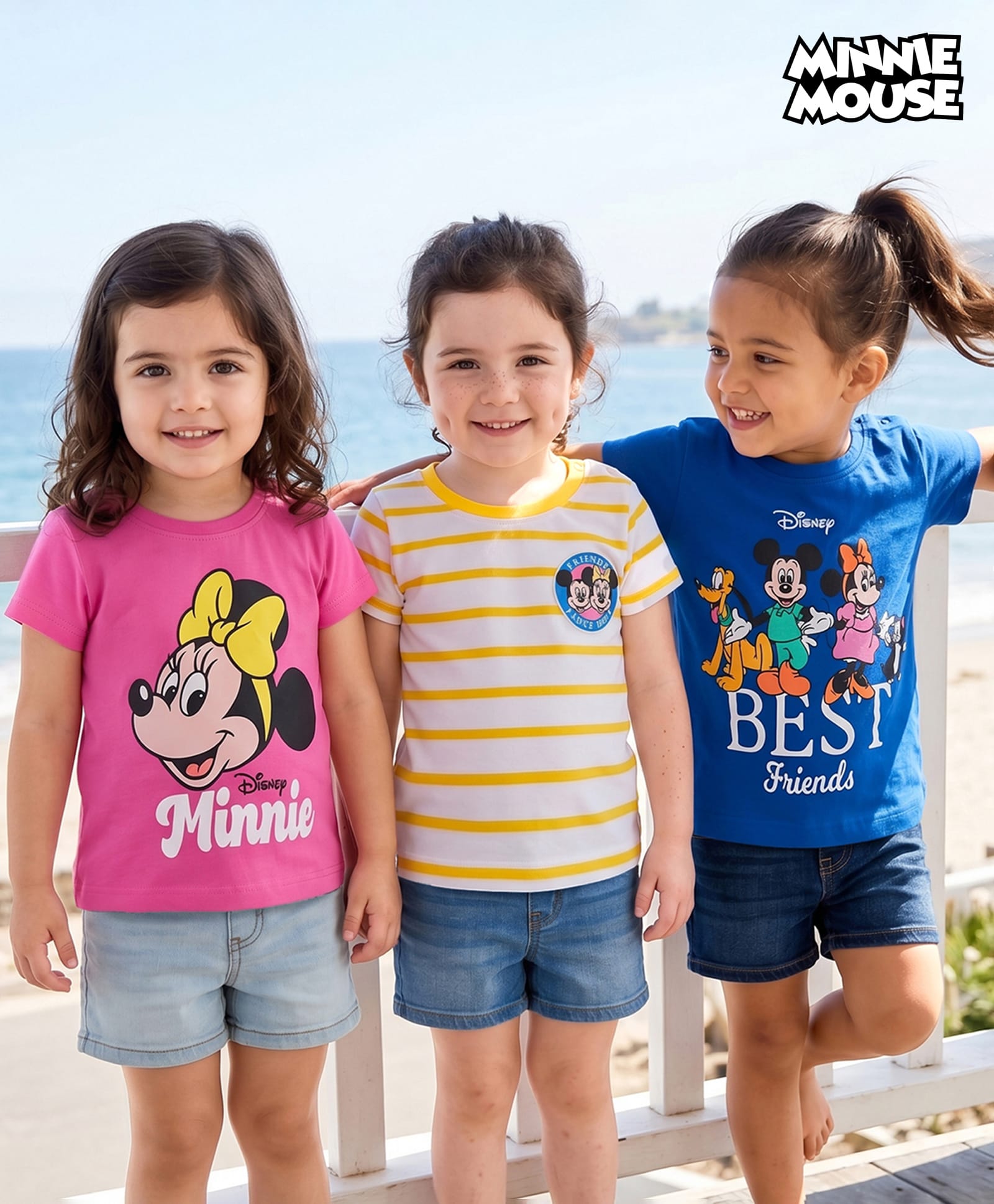 Babyhug Disney Cotton Knit T-Shirts Half Sleeve Minnie Mouse Graphic Multi Color 3-6 Months Pack of 3-image-36